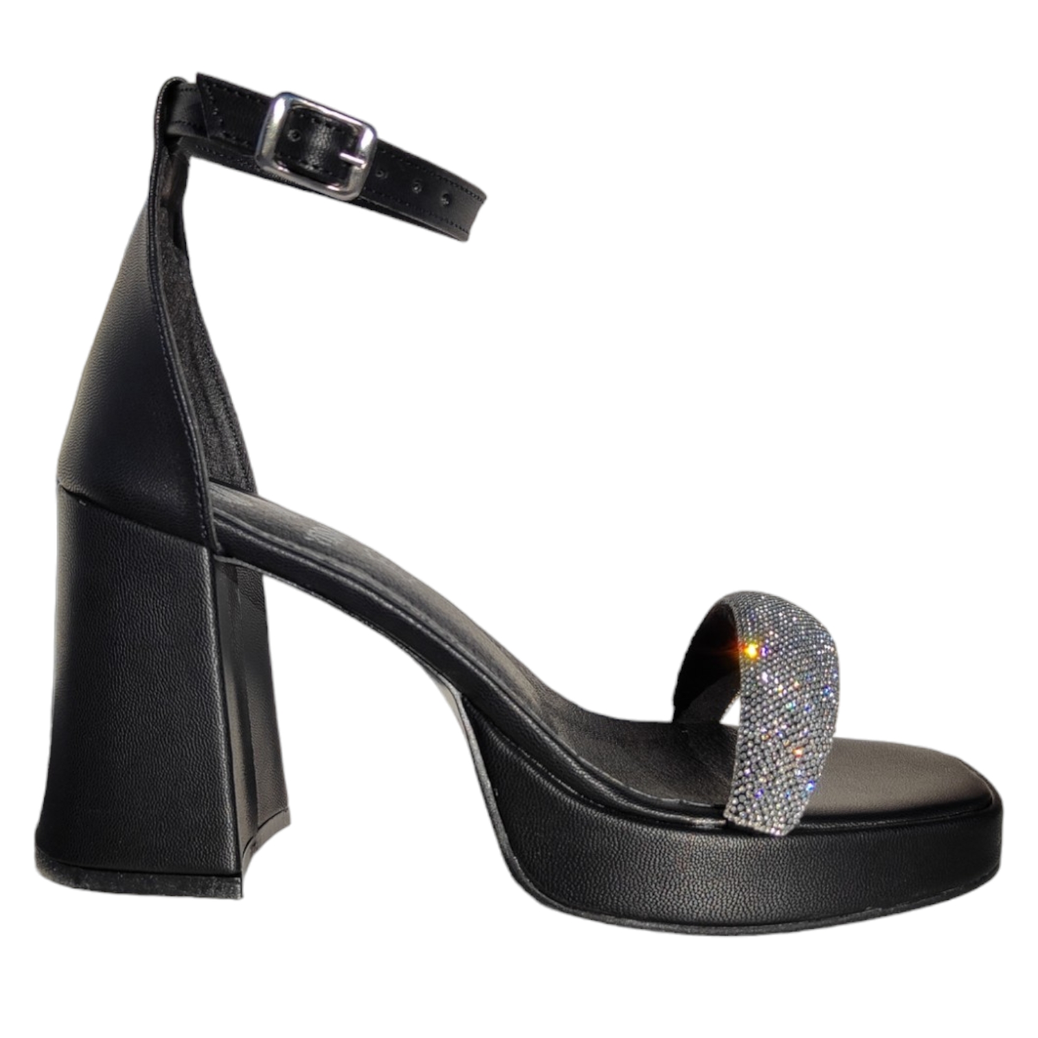 Zapatillas Plataforma Sandalia Tacón Alto 9 Cm 2 En 1 Dama De Brillos