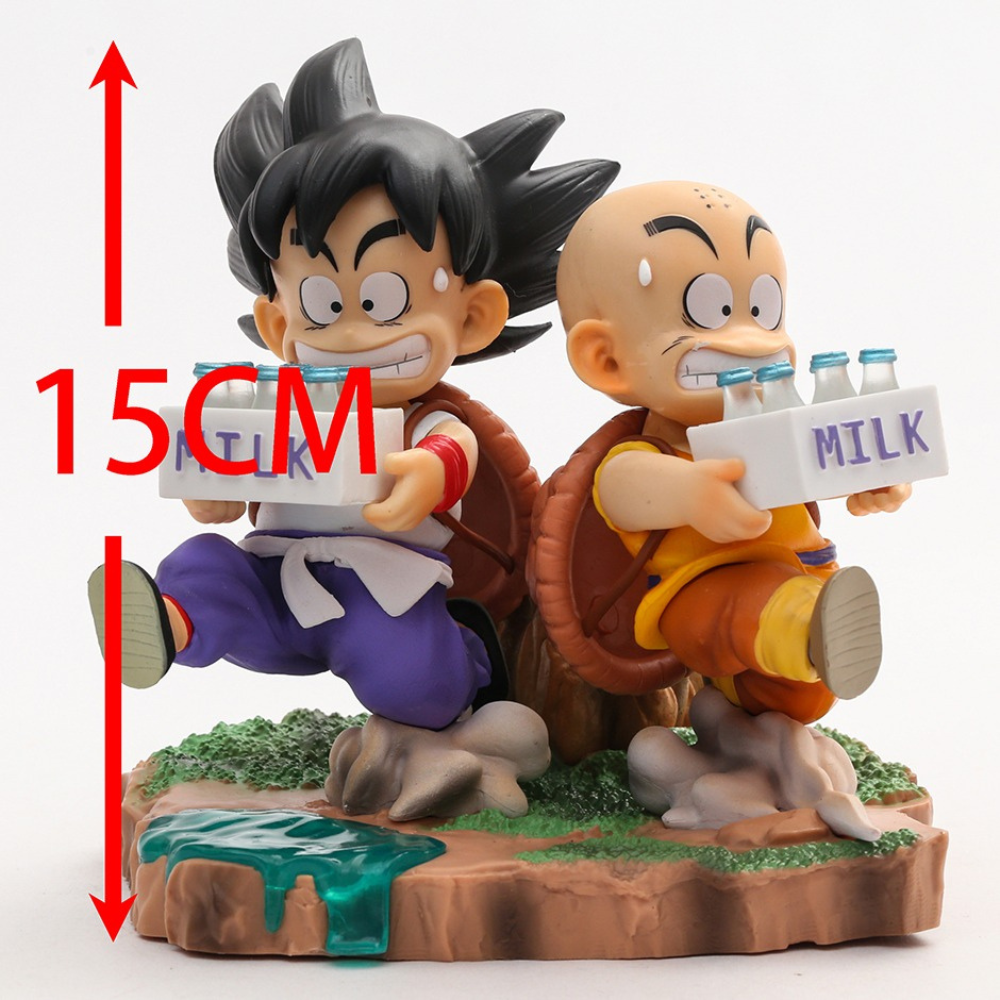 Figura Dragon Ball Son Goku Niño Krillin Entrega De Leche