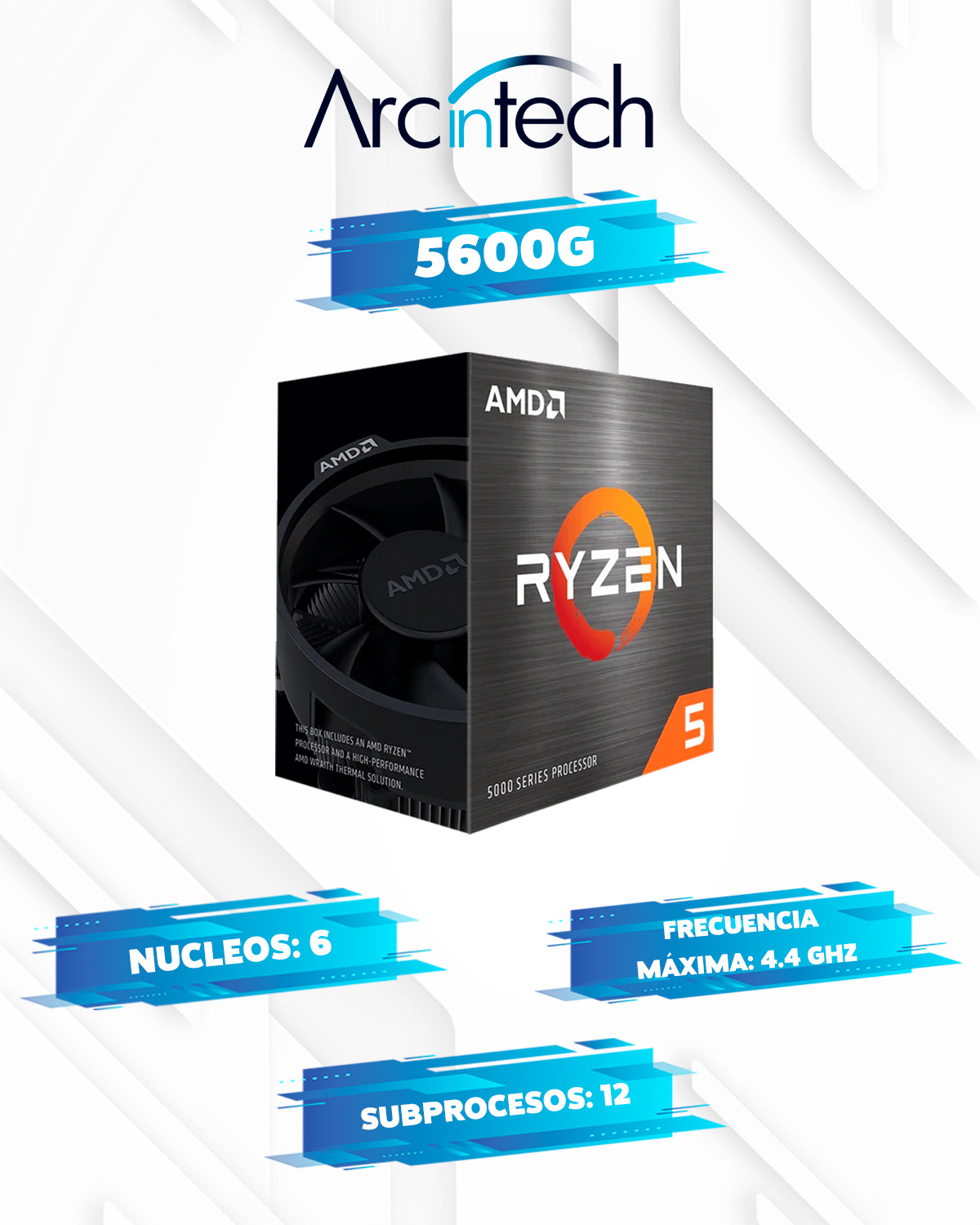 Pc Gamer ARCINTECH Ryzen 5 5600g 16gb Ssd 480gb Gabinete Rgb WIFI