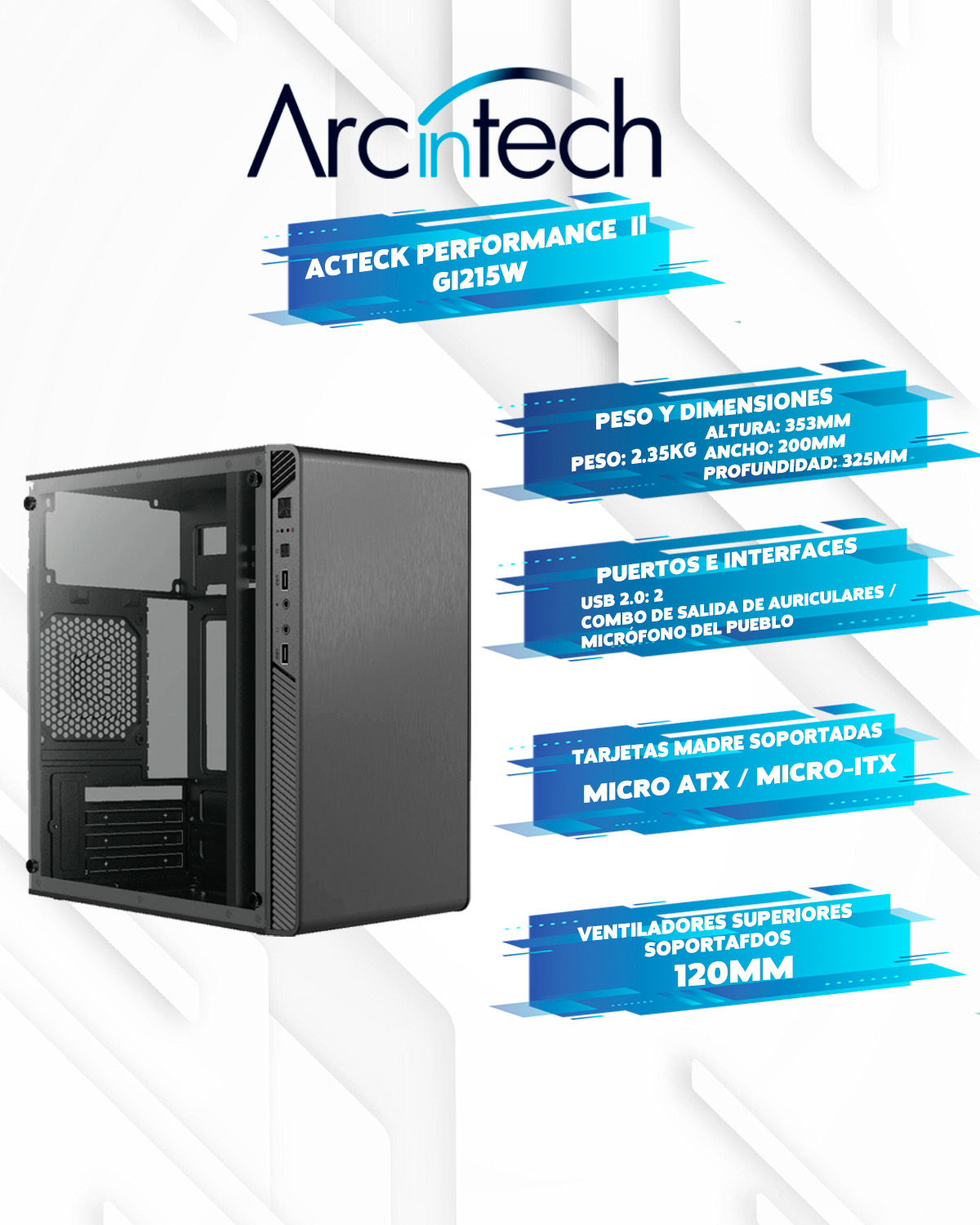Pc Gamer ARCINTECH Ryzen 5 5600g 16gb Ssd 480gb Gabinete Rgb WIFI