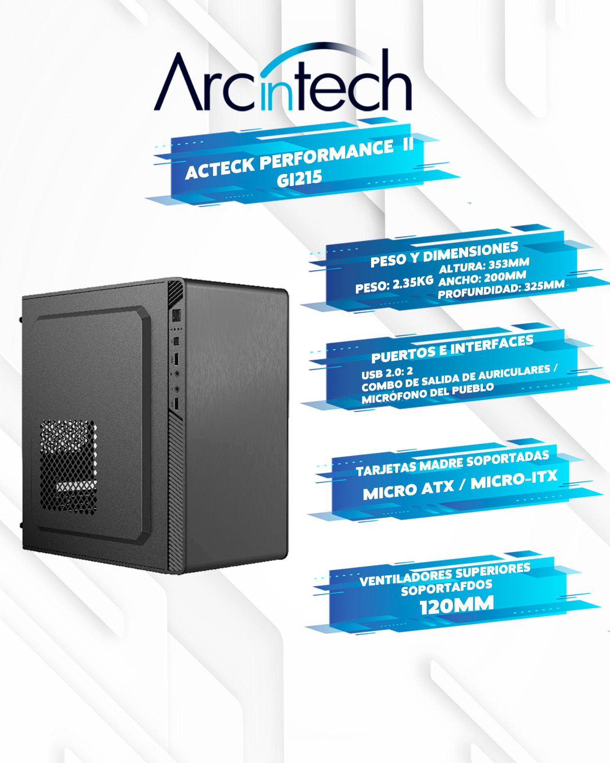 Pc Gamer ARCINTECH Ryzen 5 5600g 16gb Ssd 480gb Gabinete Rgb WIFI