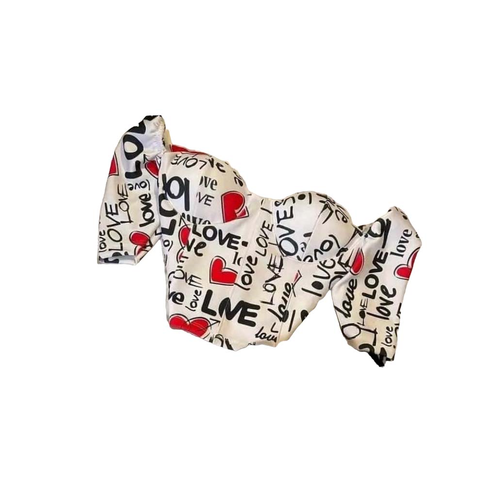 Blusa Top San Valentin Blanca Love Corazones Rojos.