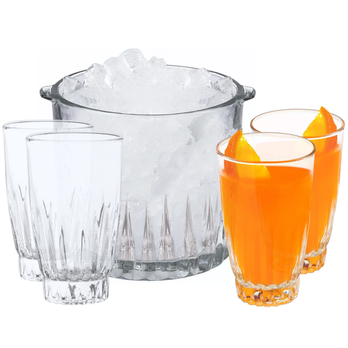 Royal Set De Hielera Y 4 Vasos De Vidrio.
