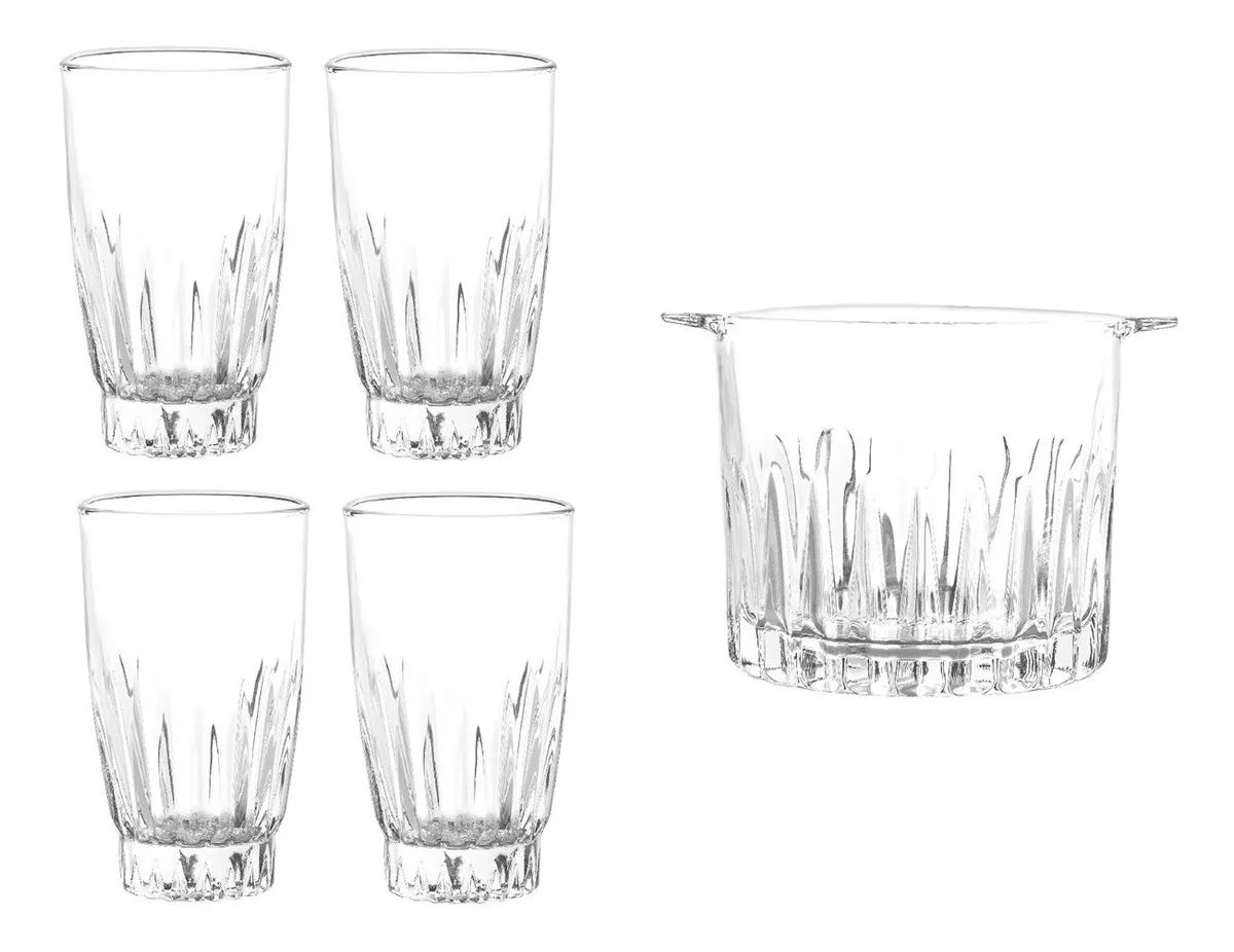 Royal Set De Hielera Y 4 Vasos De Vidrio.