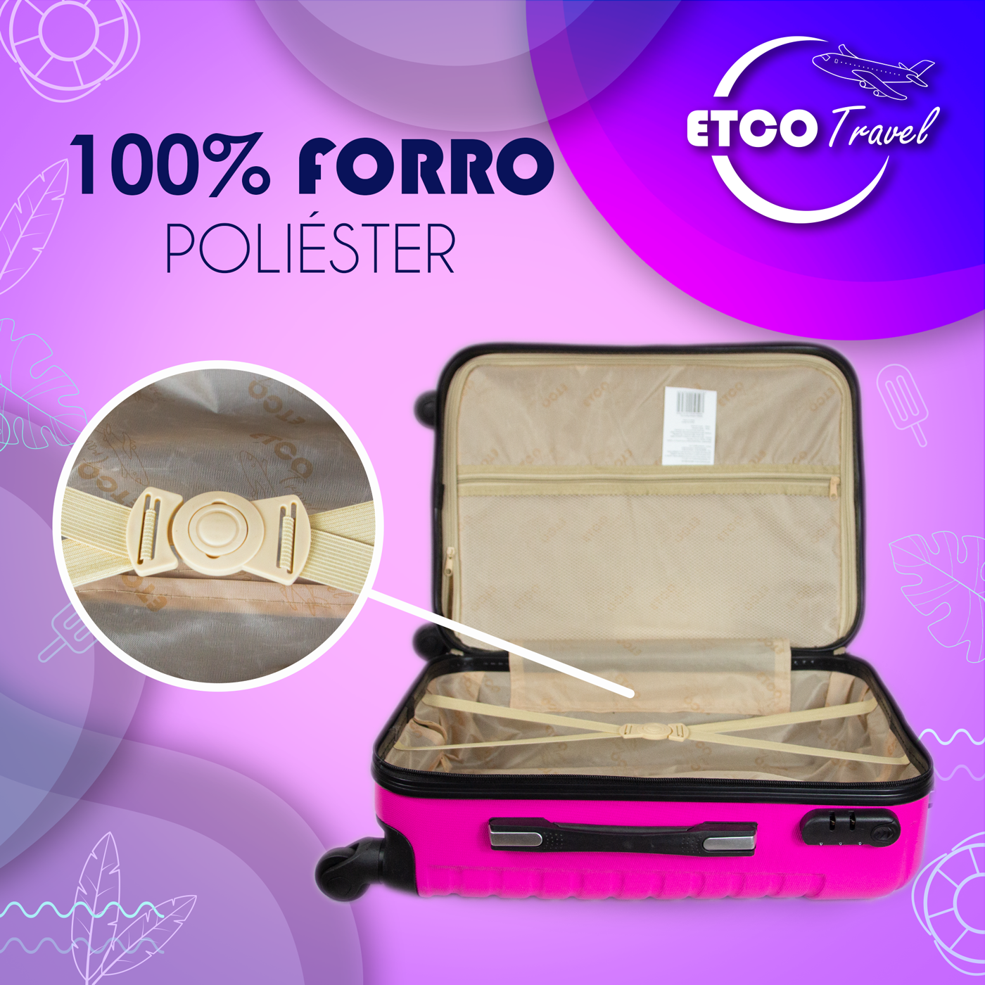 Maleta De Viaje Ligera 10 kgs.  Equipaje Ruedas De Mano Etco Travel color Fucsia Avion Barata