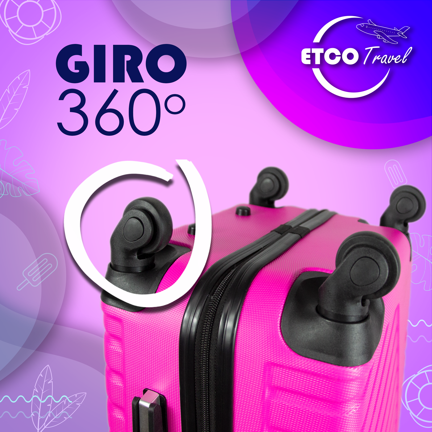 Maleta De Viaje Ligera 10 kgs.  Equipaje Ruedas De Mano Etco Travel color Fucsia Avion Barata
