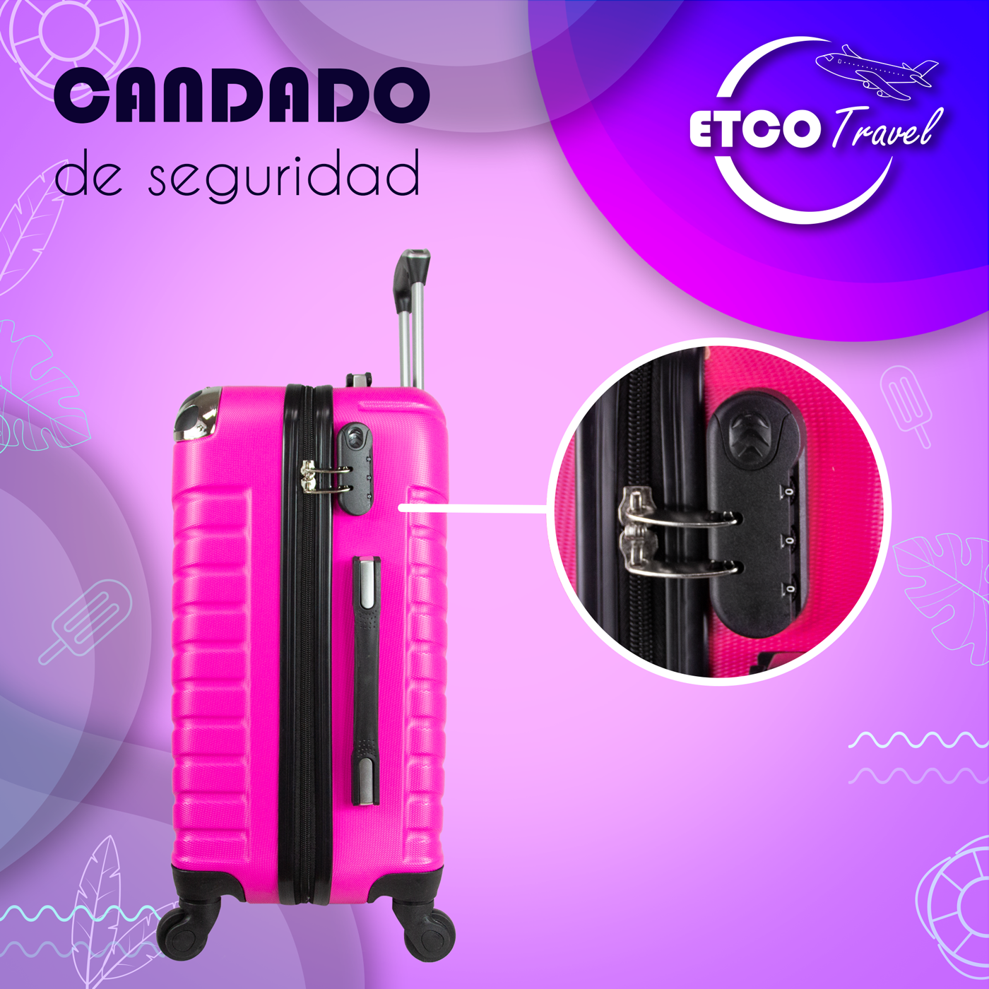 Maleta De Viaje Ligera 10 kgs.  Equipaje Ruedas De Mano Etco Travel color Fucsia Avion Barata