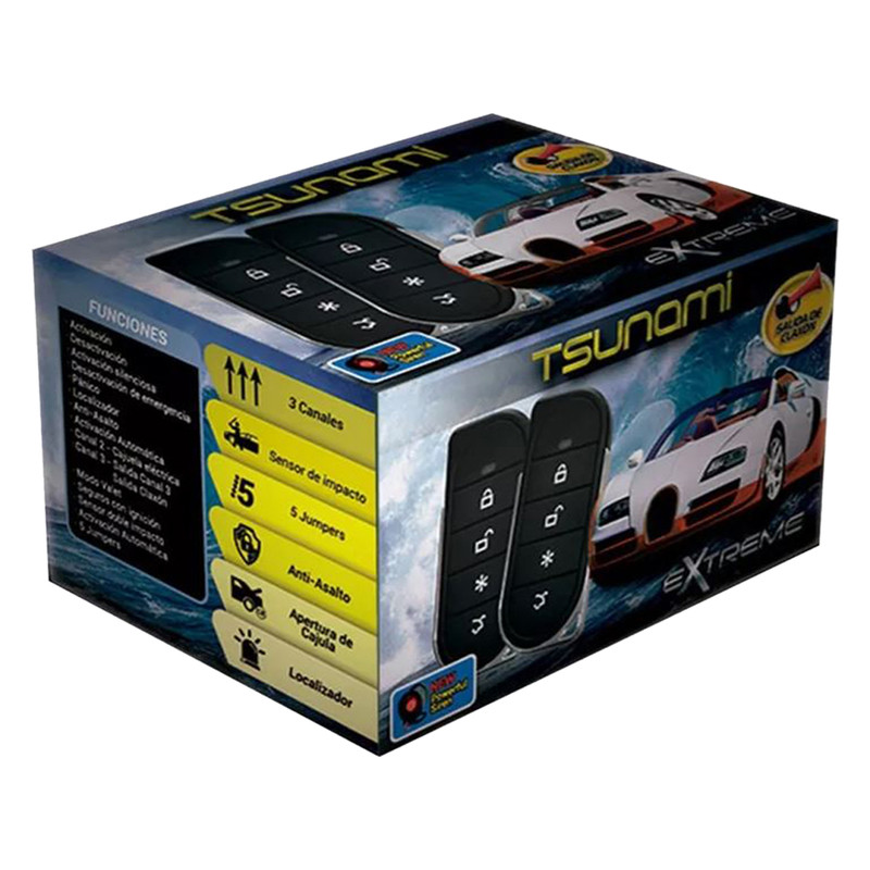 Alarma para Auto Extreme Tsunami ALEXTSU sensor de impacto 4 canales 17 funciones.