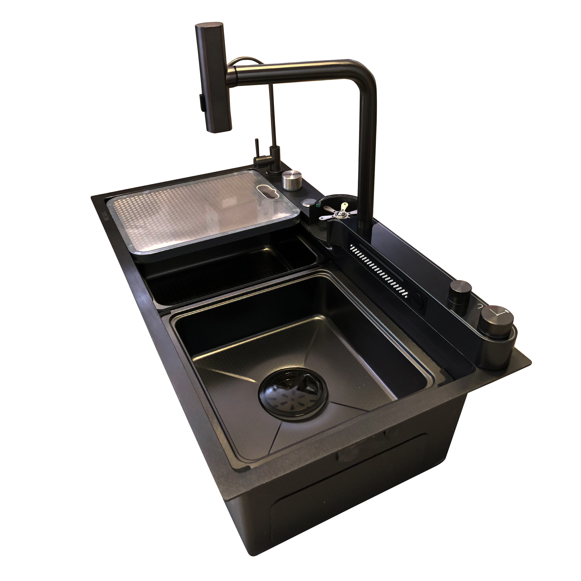 Tarja para Cocina Fregadero Lujo Cascada Led Grifo Acero Inoxidable Textura De Panal 80cm X 45cm X 20cm.