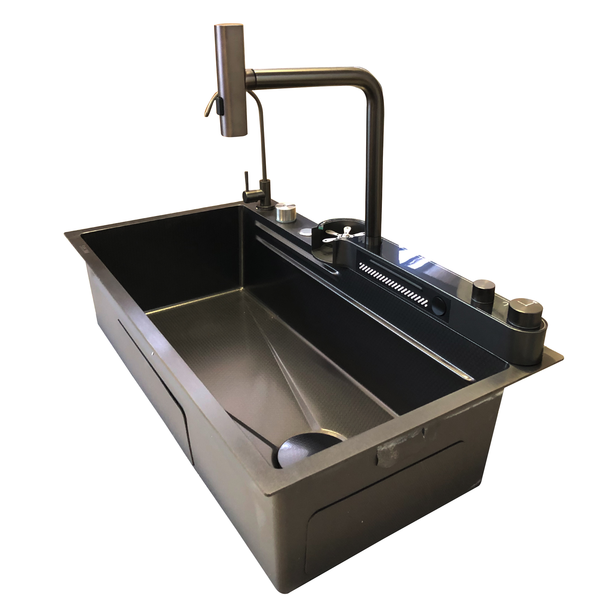 Tarja para Cocina Fregadero Lujo Cascada Led Grifo Acero Inoxidable Textura De Panal 80cm X 45cm X 20cm.