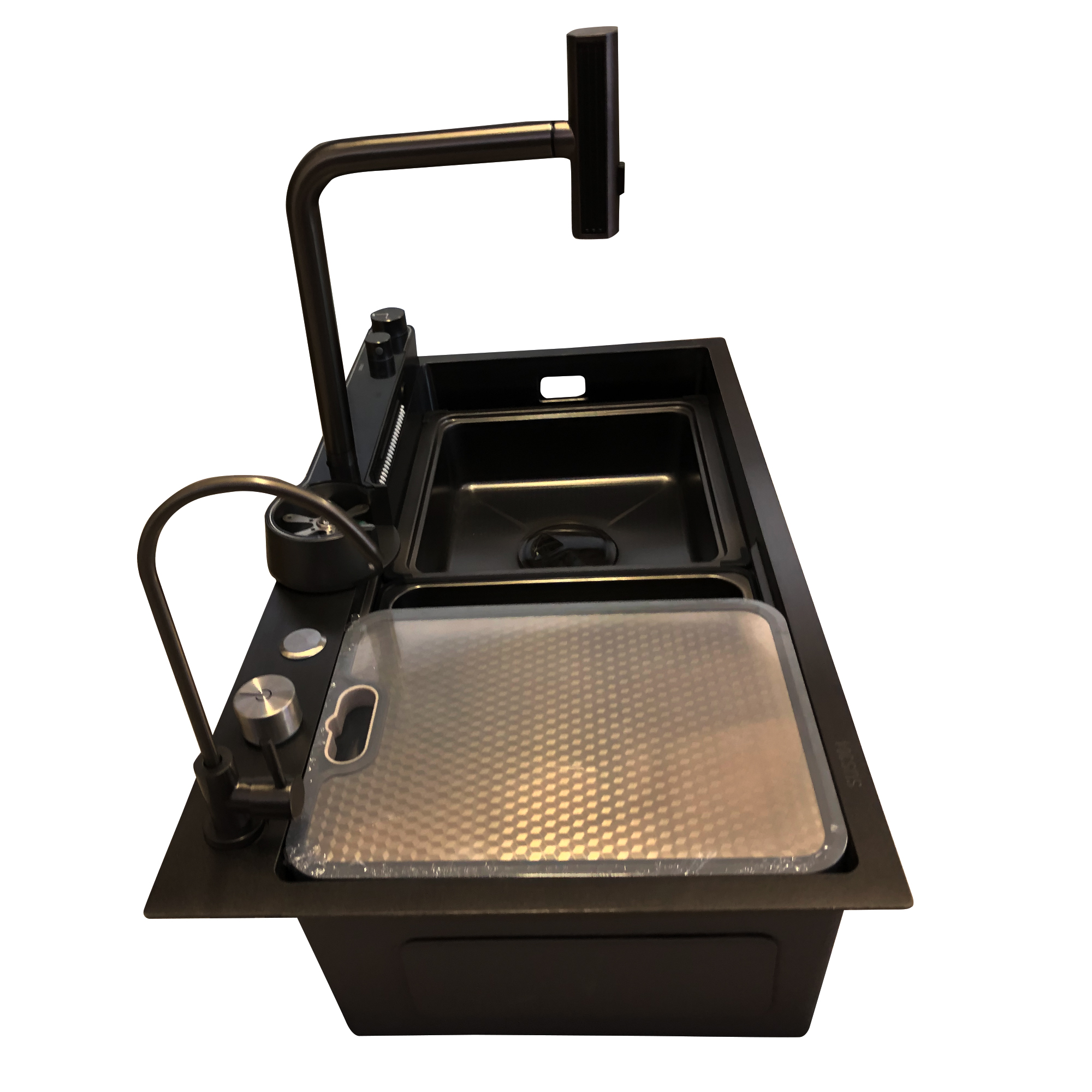 Tarja para Cocina Fregadero Lujo Cascada Led Grifo Acero Inoxidable Textura De Panal 80cm X 45cm X 20cm.