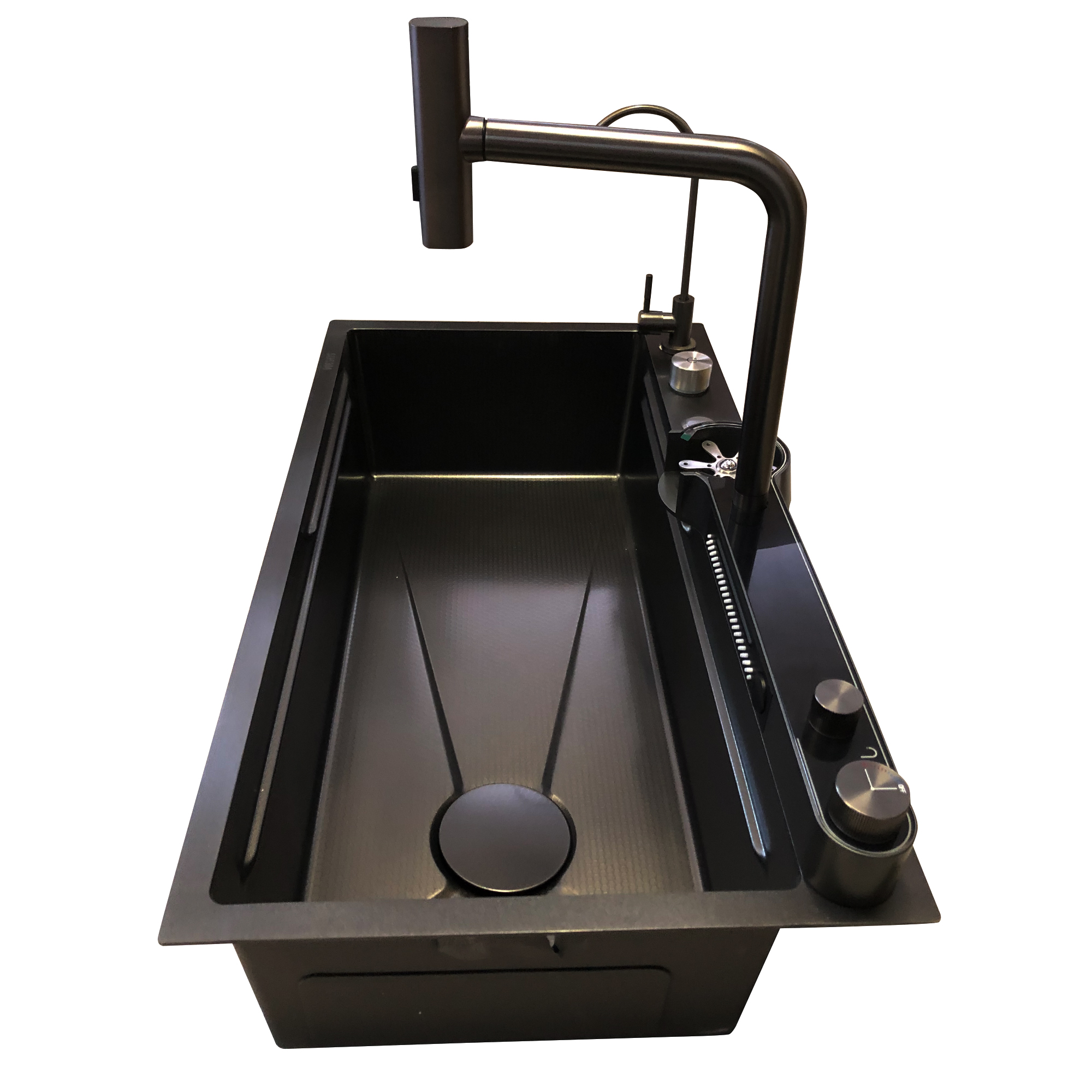 Tarja para Cocina Fregadero Lujo Cascada Led Grifo Acero Inoxidable Textura De Panal 80cm X 45cm X 20cm.