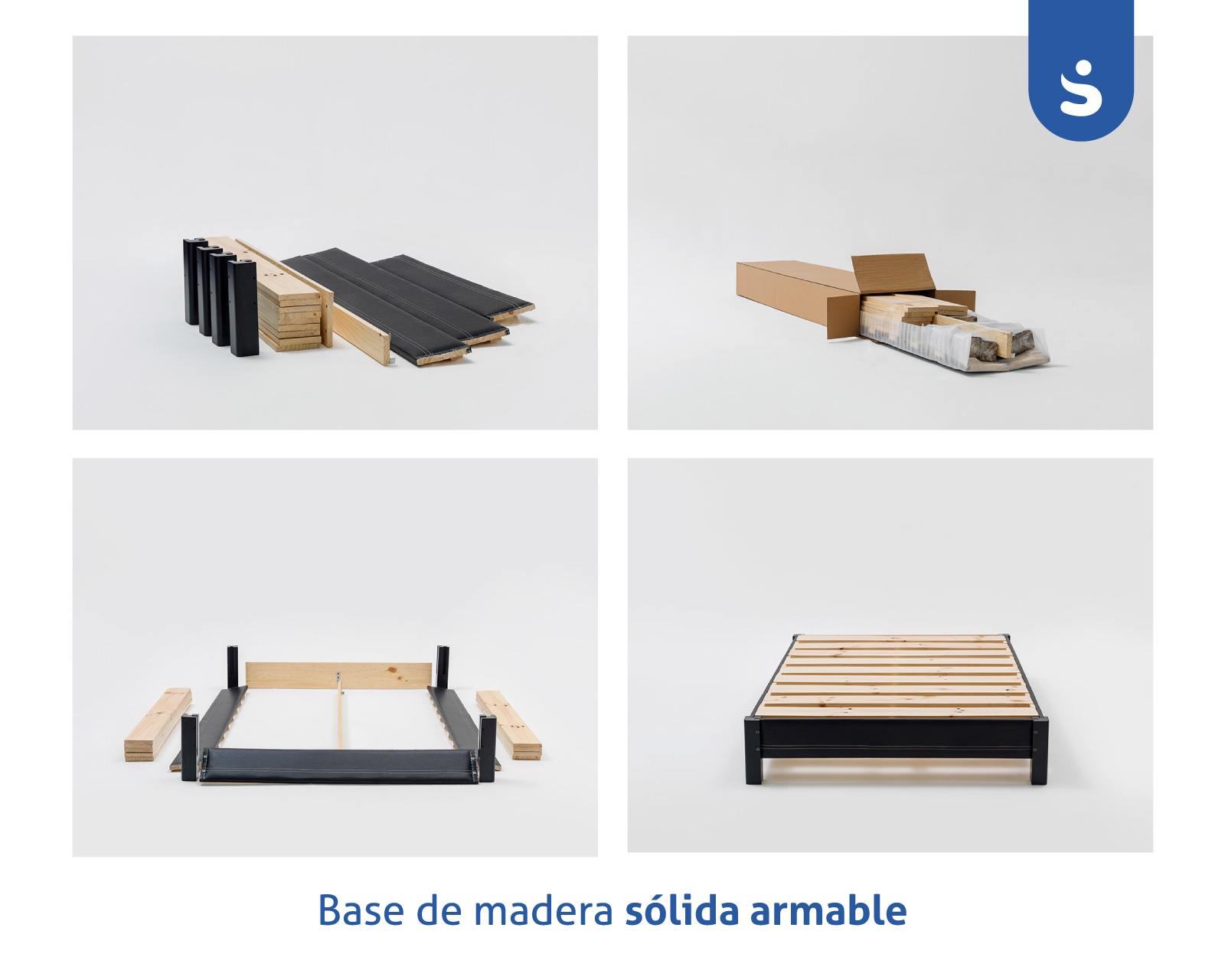 Base De Madera Armable Sensei Nigra Matrimonial