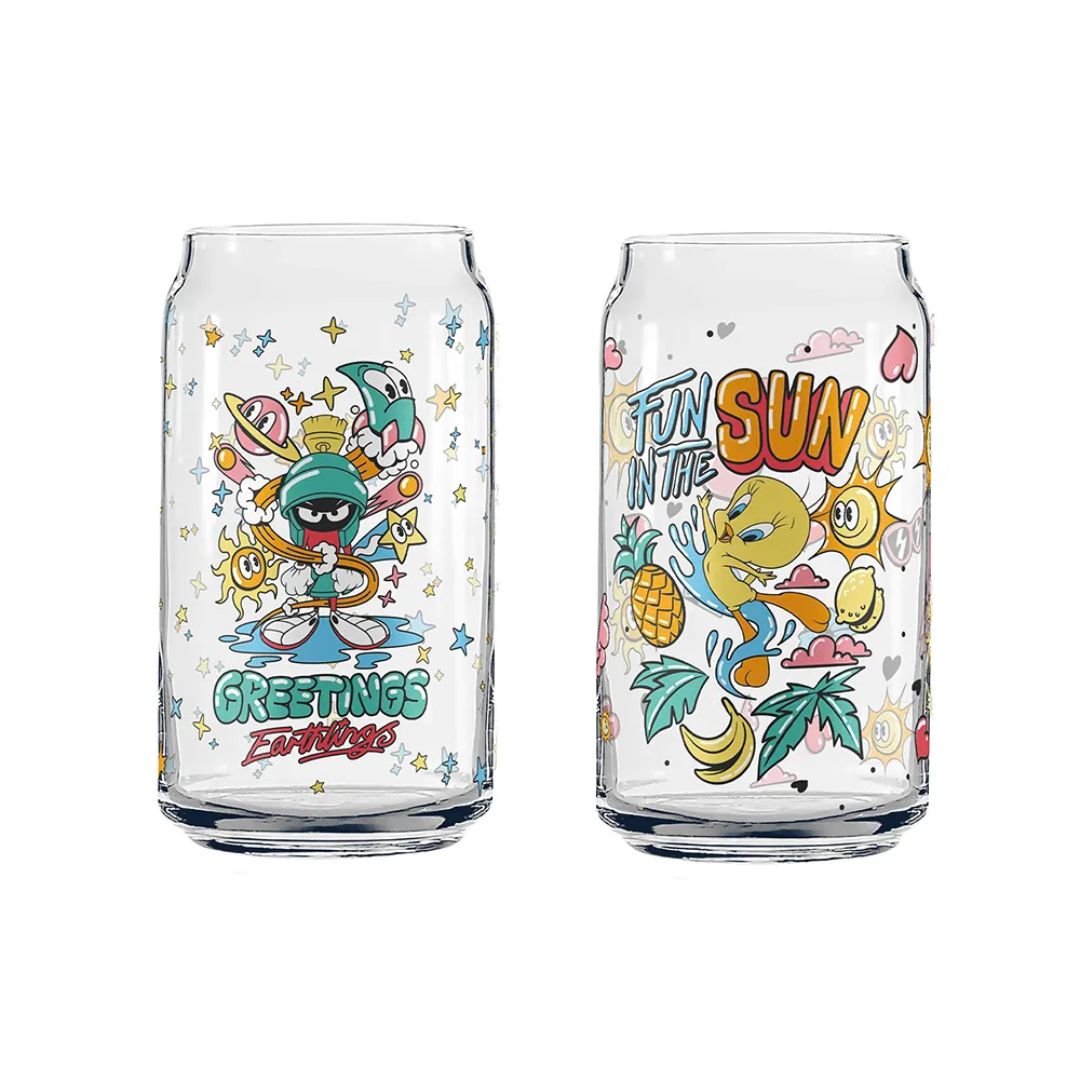 Vasos De Cristal Coleccionables de Looney Tunes 90's 4 Pack