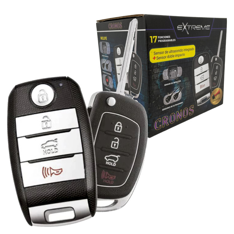 Alarma para Auto Extreme CRONOS con sensor de ultrasonido interno y 17 funciones.