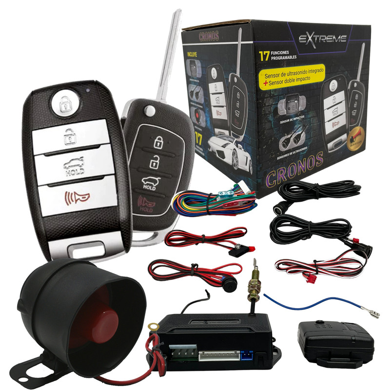 Alarma para Auto Extreme CRONOS con sensor de ultrasonido interno y 17 funciones.