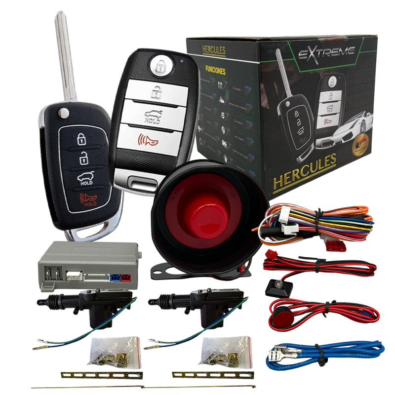 Kit de Actuador con Alarma para Auto Extreme HERCULES con relevador de bloque de motor, 17 funciones.