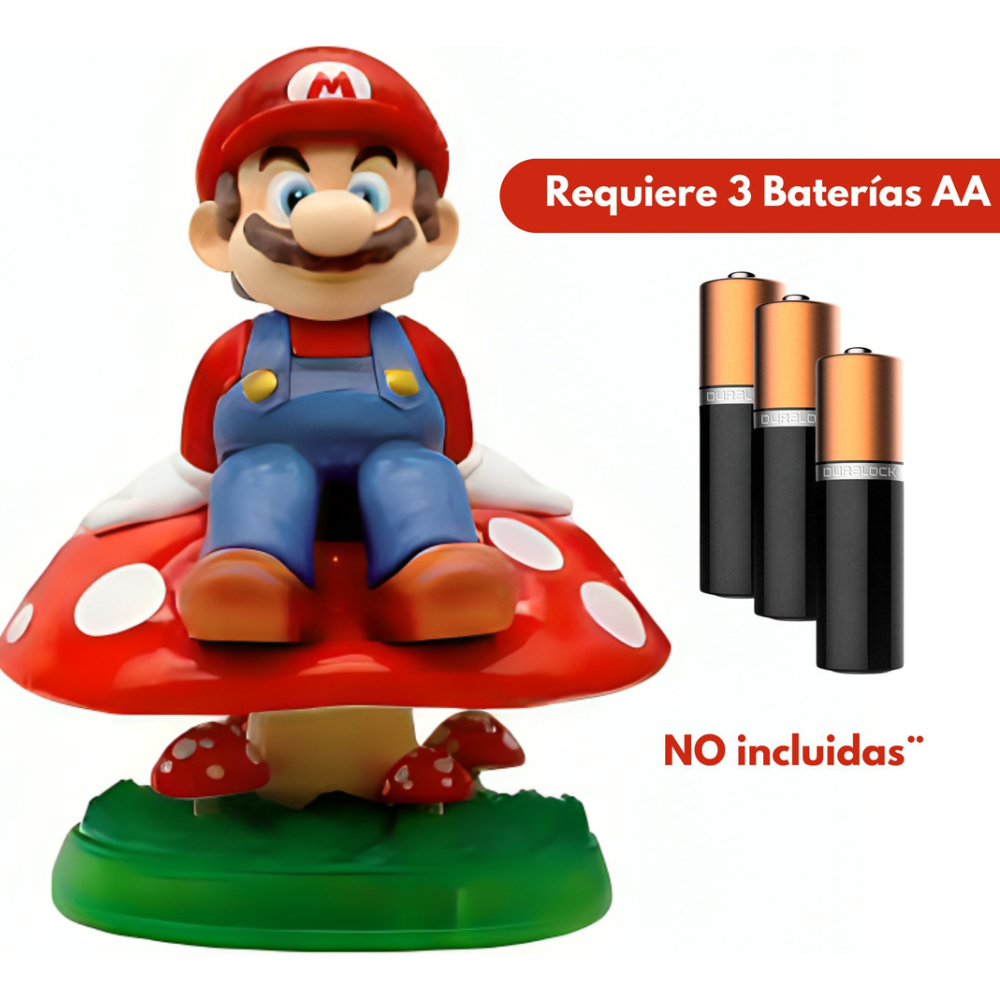Figura de Super Mario con Luz y Sonido, Lámpara Super Mario del Reino Champiñón, Figura de Mario, Decoración de Escritorio, Habitación, Juguetes para Niños, Regalo (Mario), Tamaño 25 cm..