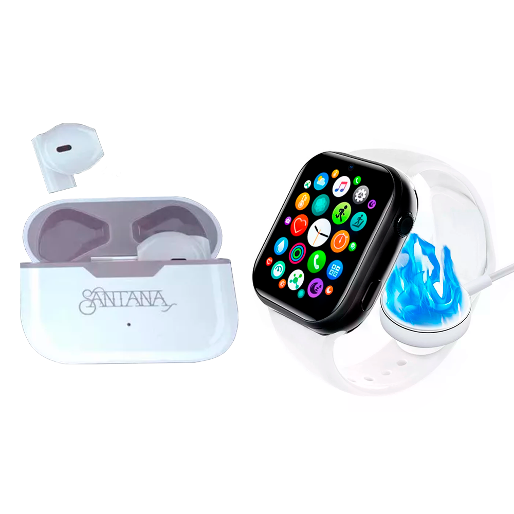 Reloj Inteligente Smartwatch Bluetooth T800 Blanco Smart Watch Mas Audifonos Inalámbricos Manos Libres Con Bluetooth Diseño elegante Carlos Santana.