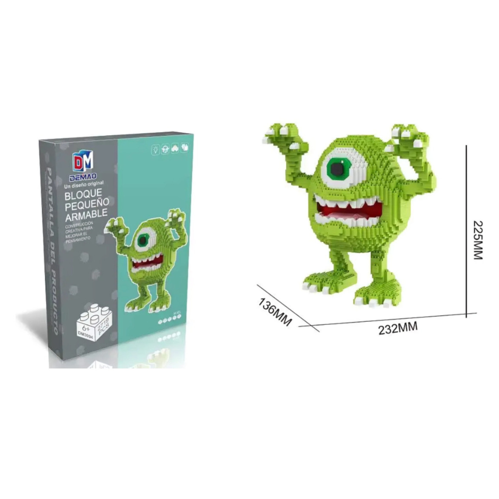 Mike Wazowski Monsters Inc University Mini Bloques Figura 3d Armable .