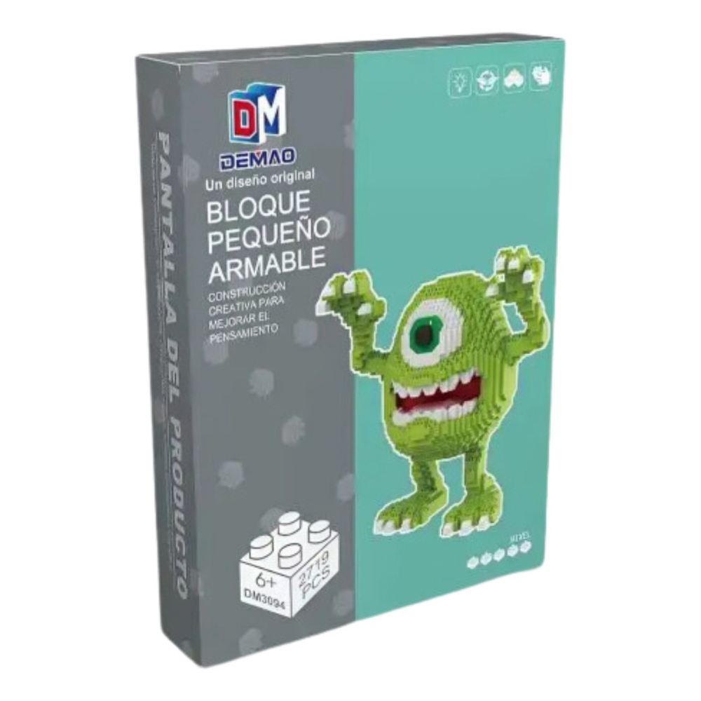 Mike Wazowski Monsters Inc University Mini Bloques Figura 3d Armable .