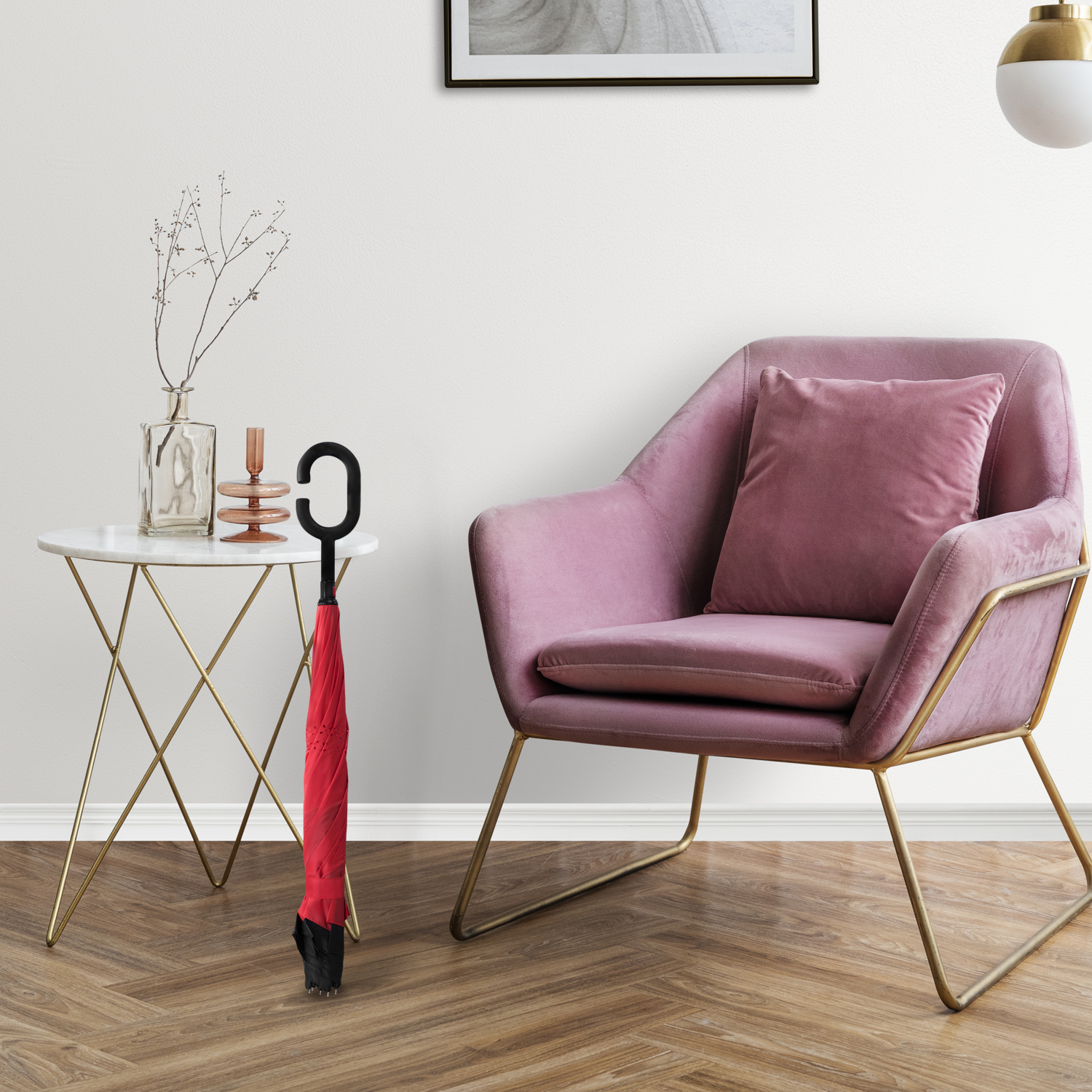 Paraguas con Diseño Invertido Negro / Rojo 