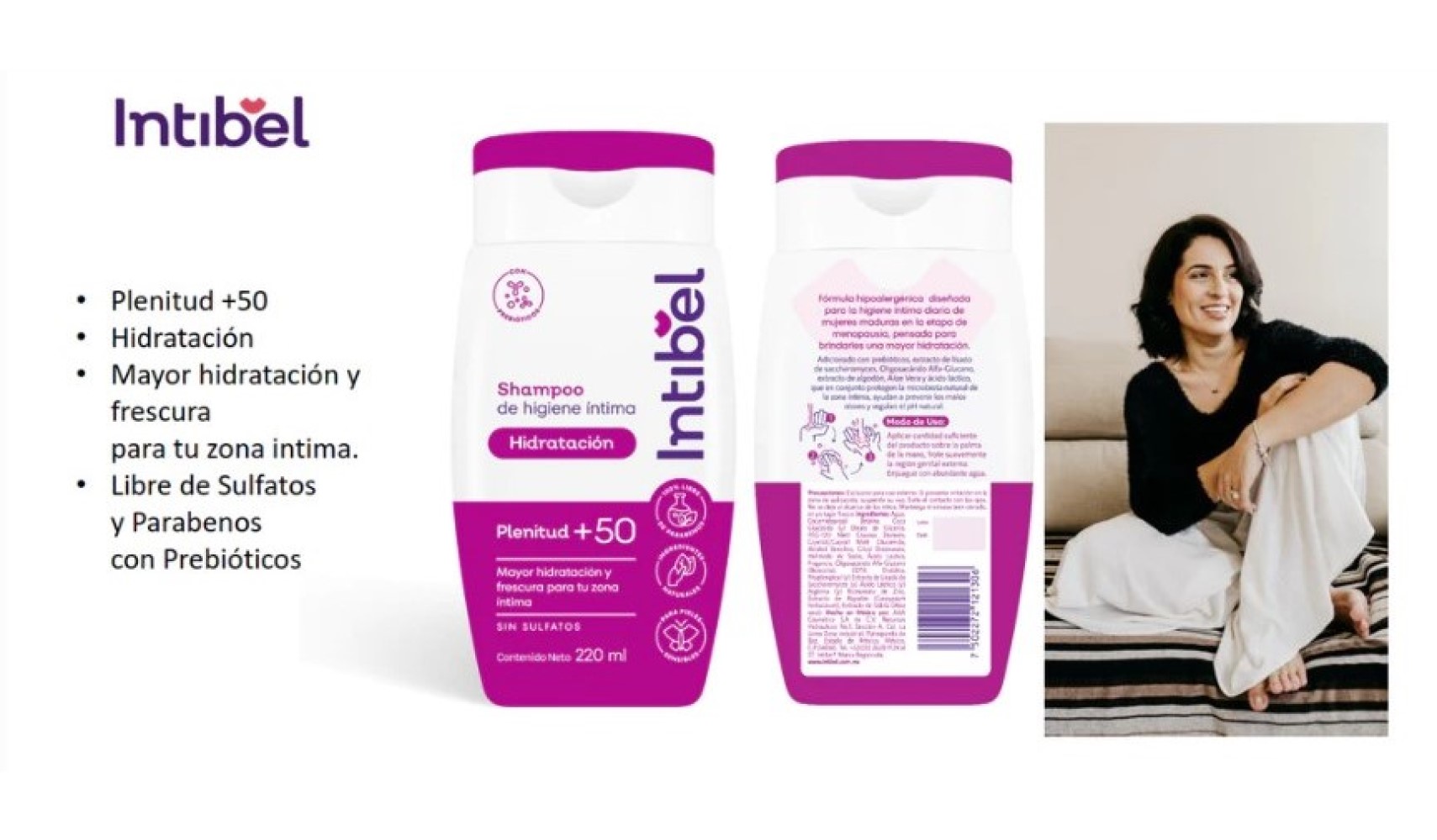 Intibel Shampoo de Higiene Intima 50+ Plenitud Uso diario 220 ml
