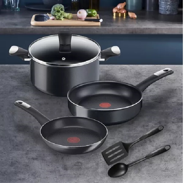 Batería De Cocina T-Fal Hard Titanium C3829282 6 Piezas