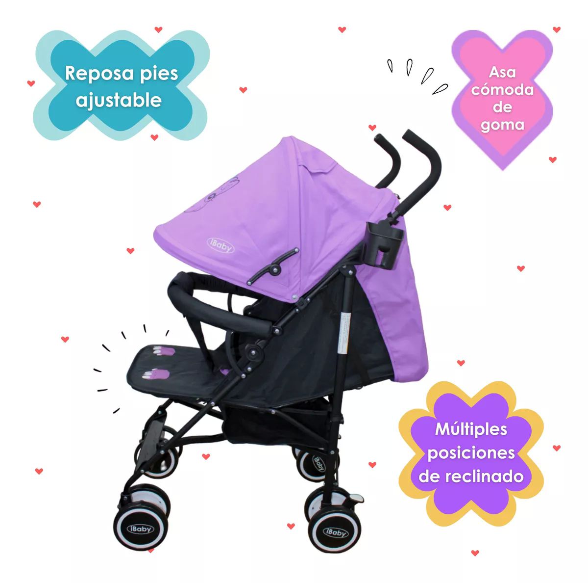 Carriola De Bastón Plegable Para Bebé Aleé Ibaby Unicornio Lila