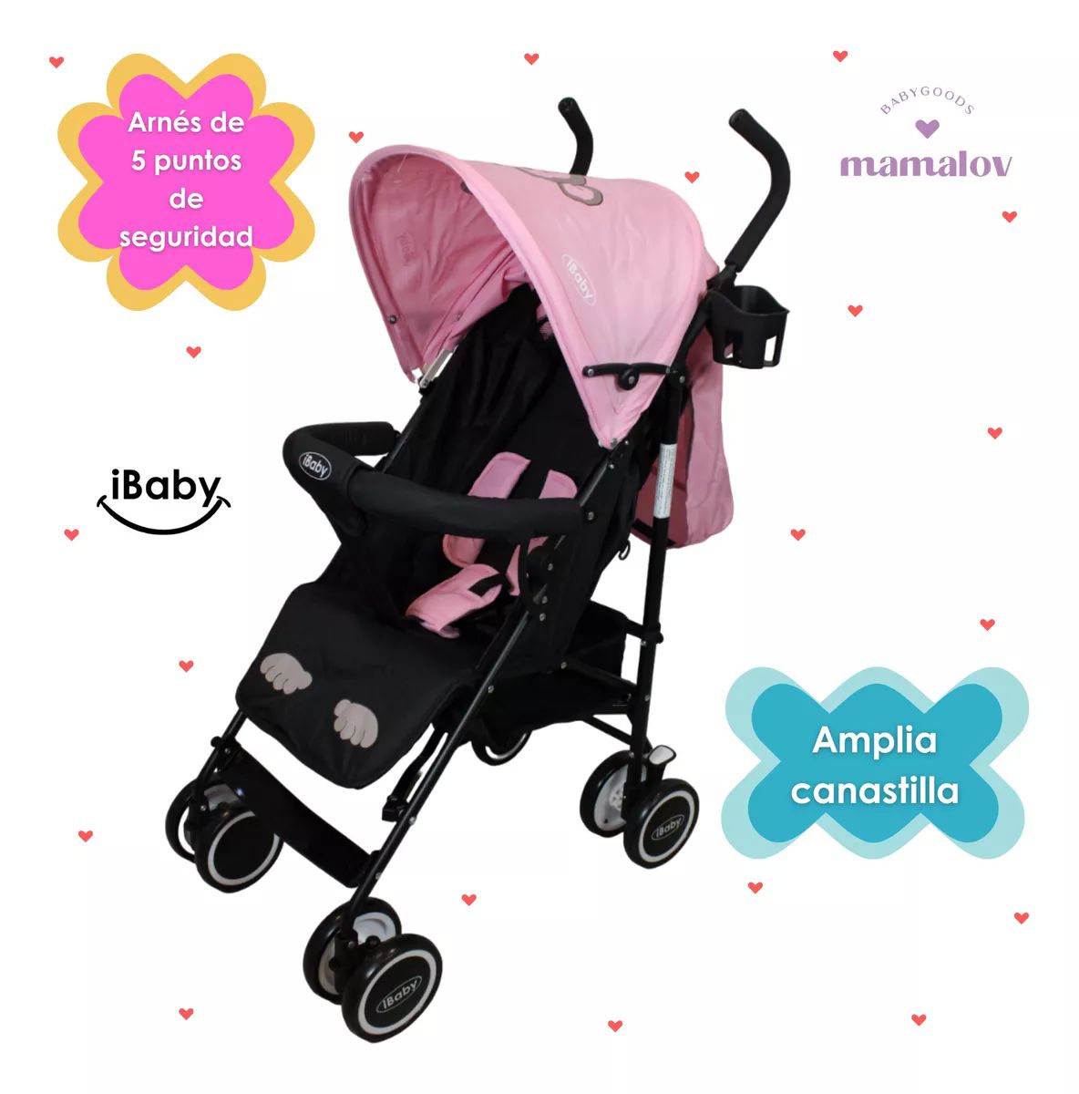 Carriola De Bastón Plegable Para Bebé Ibaby Changuito - Rosa