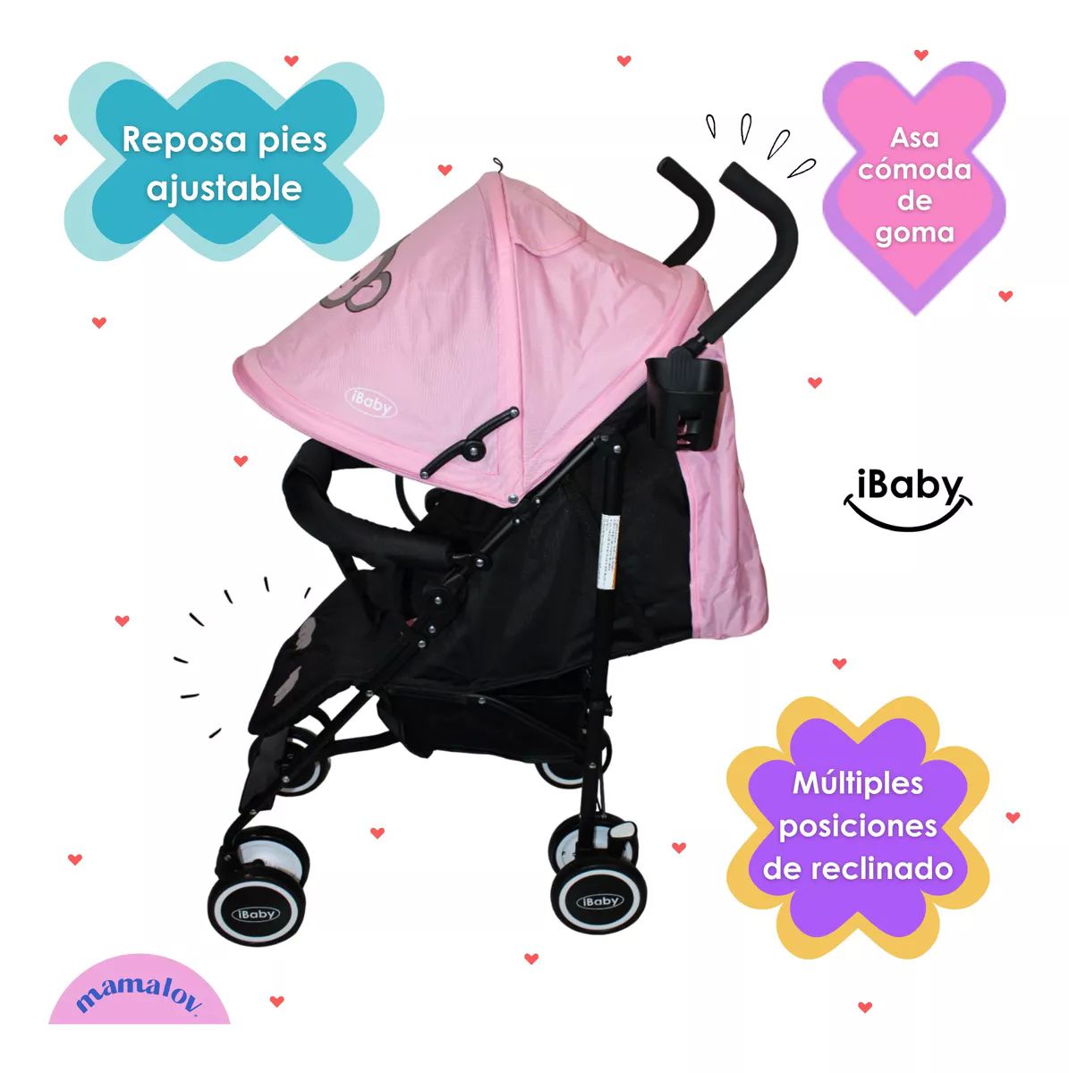 Carriola De Bastón Plegable Para Bebé Ibaby Changuito - Rosa