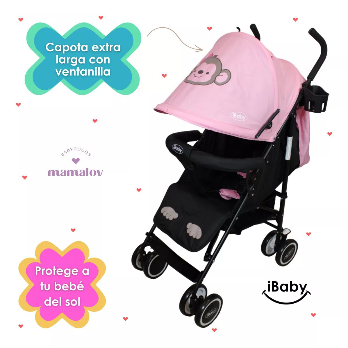 Carriola De Bastón Plegable Para Bebé Ibaby Changuito - Rosa