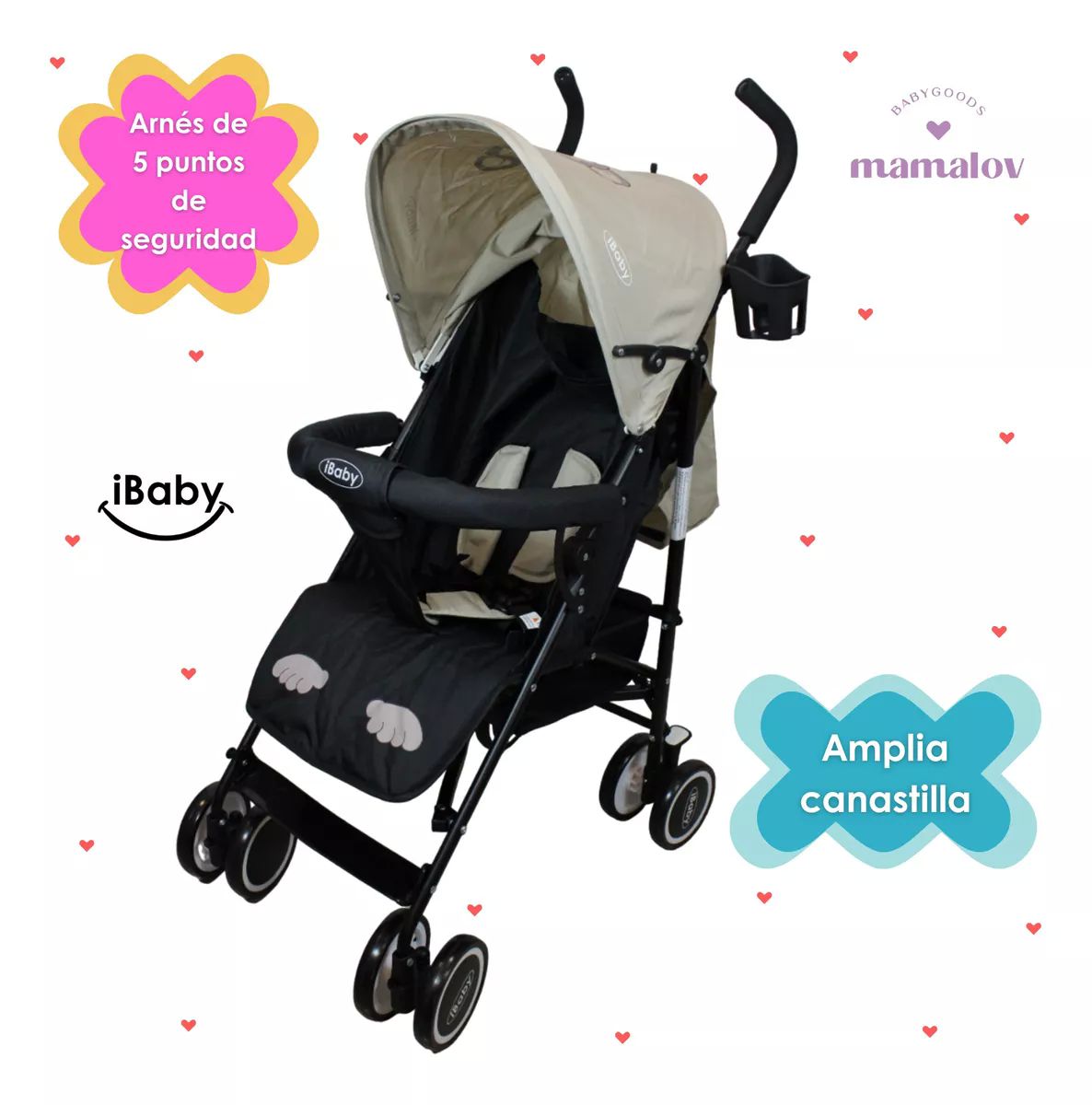 Carriola De Bastón Plegable Para Bebé Ibaby Changuito Beige.