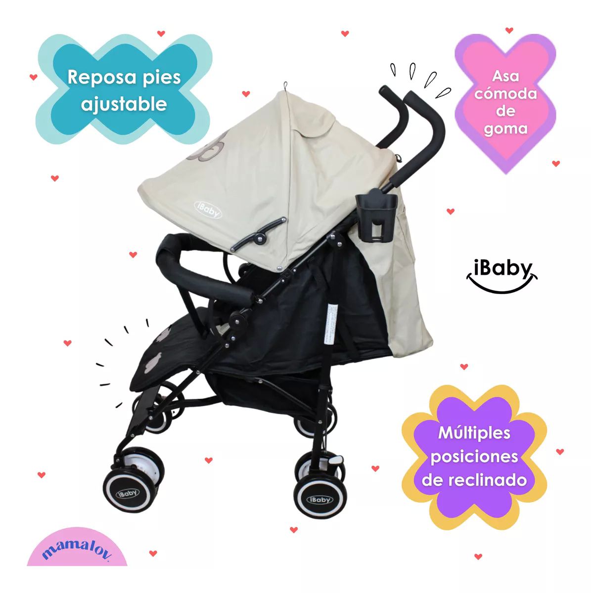 Carriola De Bastón Plegable Para Bebé Ibaby Changuito Beige.