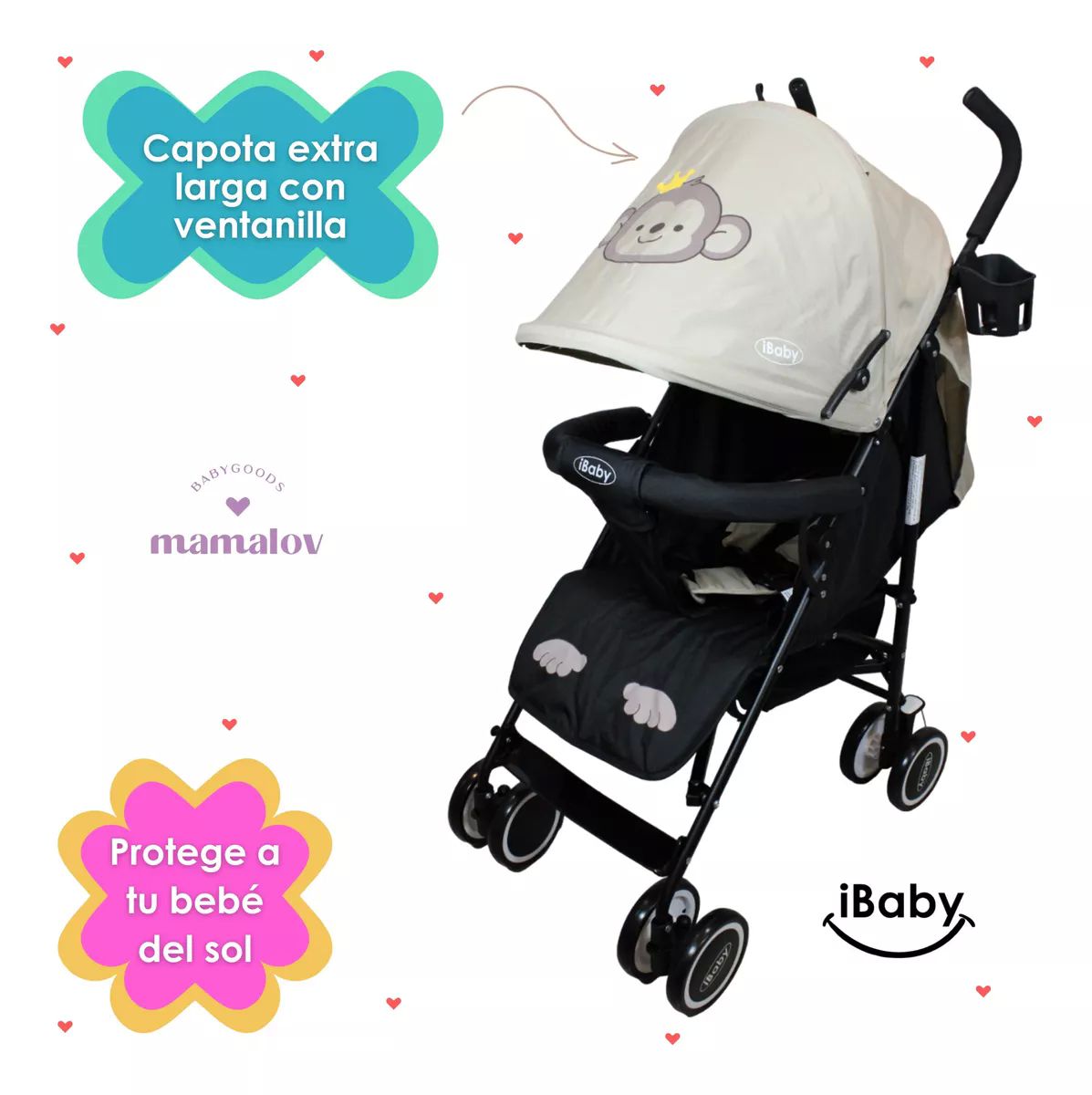 Carriola De Bastón Plegable Para Bebé Ibaby Changuito Beige.