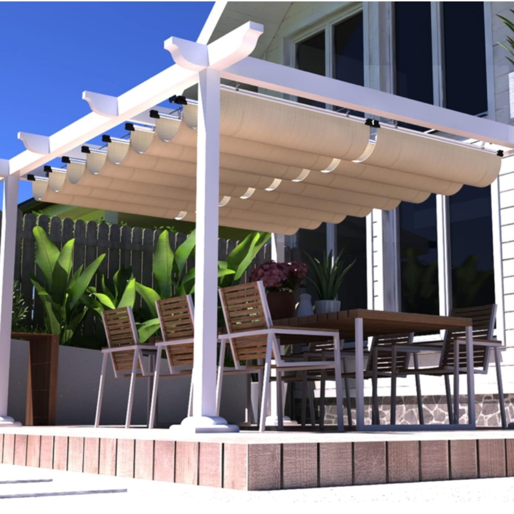 Toldo carpa pérgola retractil plegable jardín terraza 
