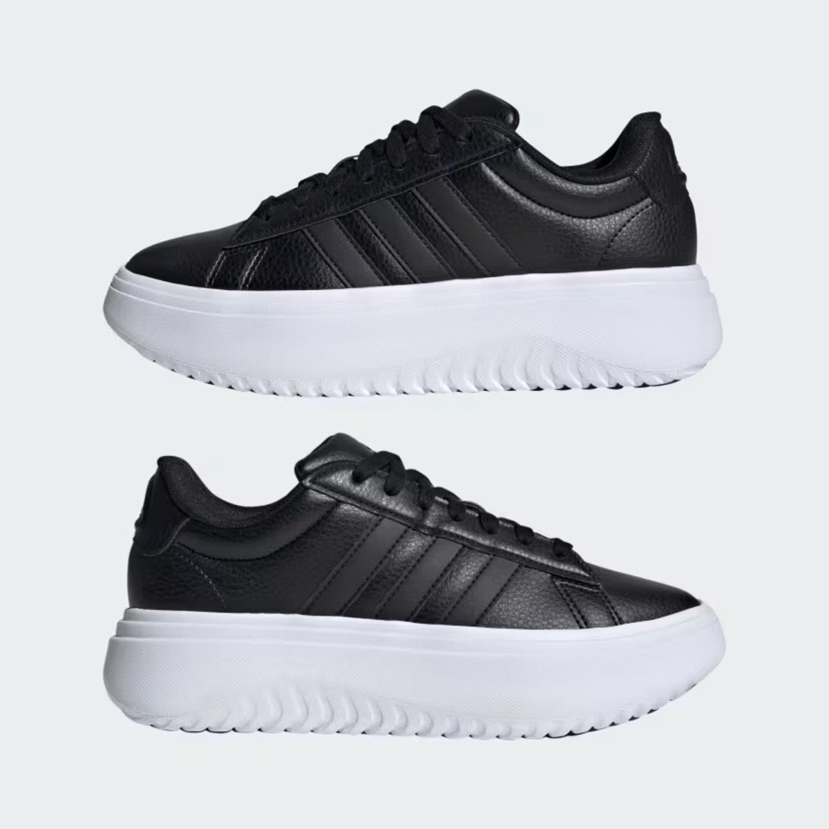 Tenis Adidas Grand Court Plataforma Negro Blanco de Dama Original.