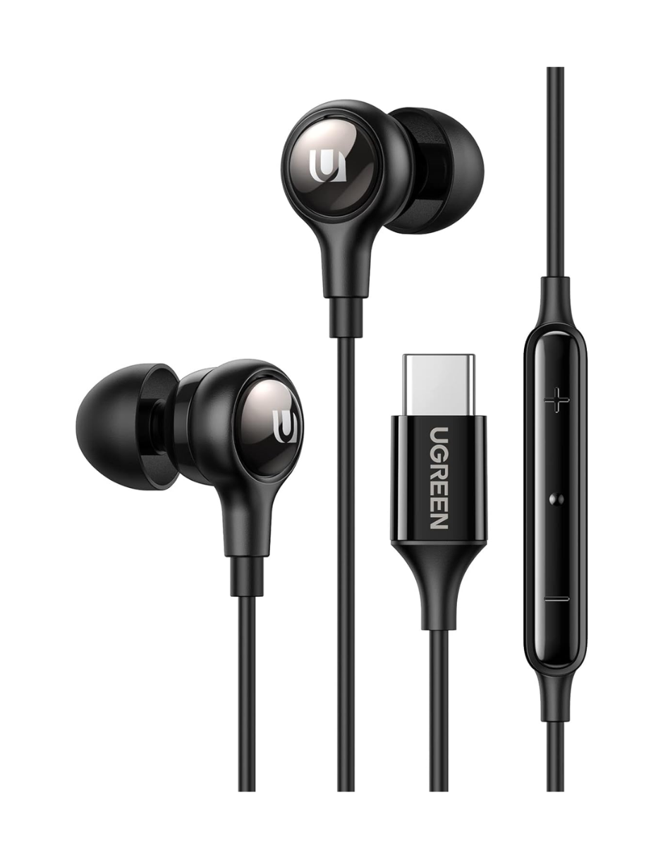 Audifonos Tipo C Ugreen con Manos Libres y Cancelación de Ruido Negro.