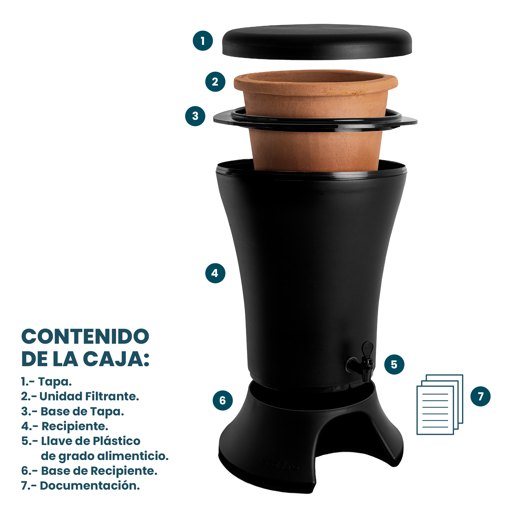 Ecofiltro Purificador Dispensador y Filtro de Agua Mazari Grande (30 L).