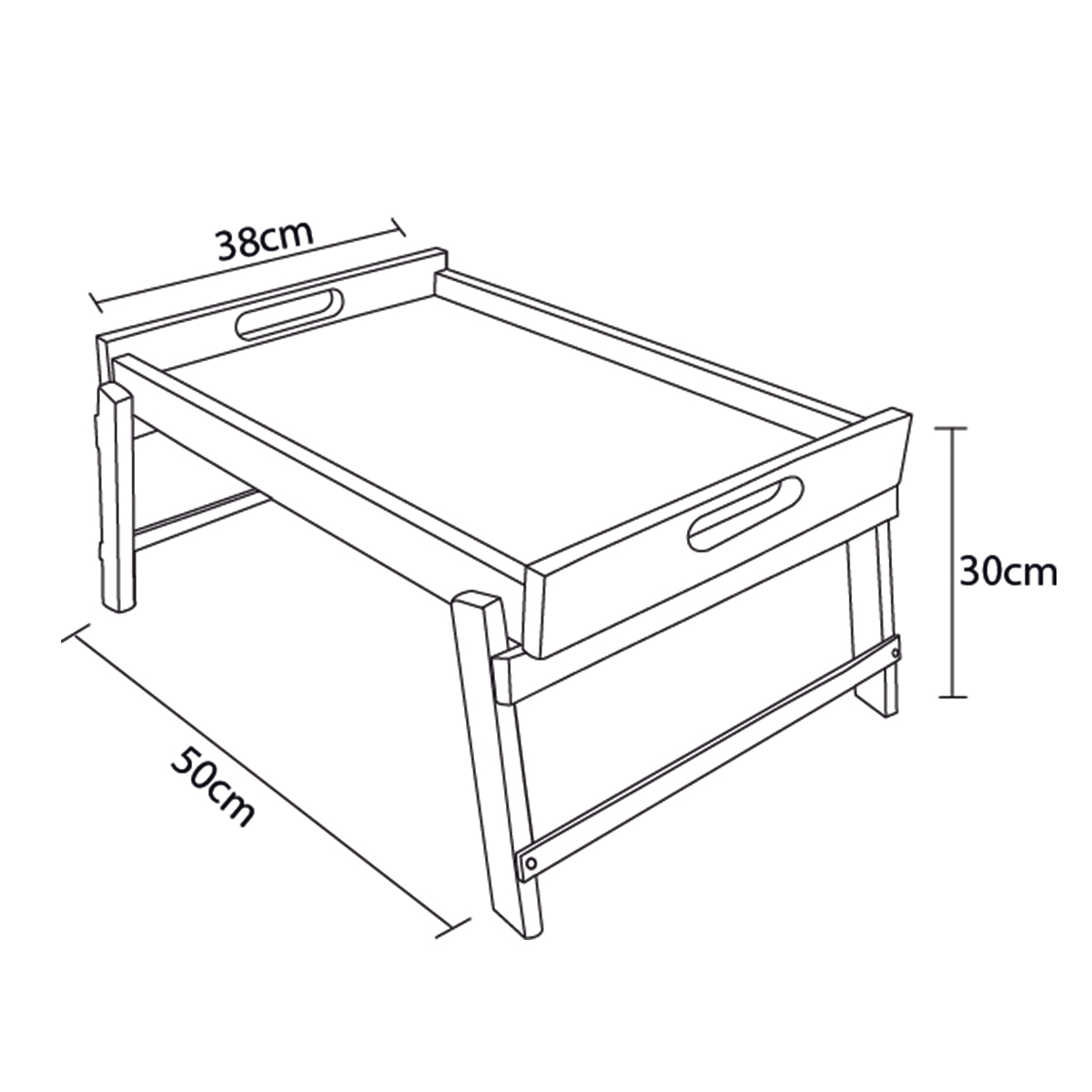 Mesa para Cama de Madera de Parota Mesa desayunador para Alimentos Medidas 40 cm x 50 cm x 27 cm.