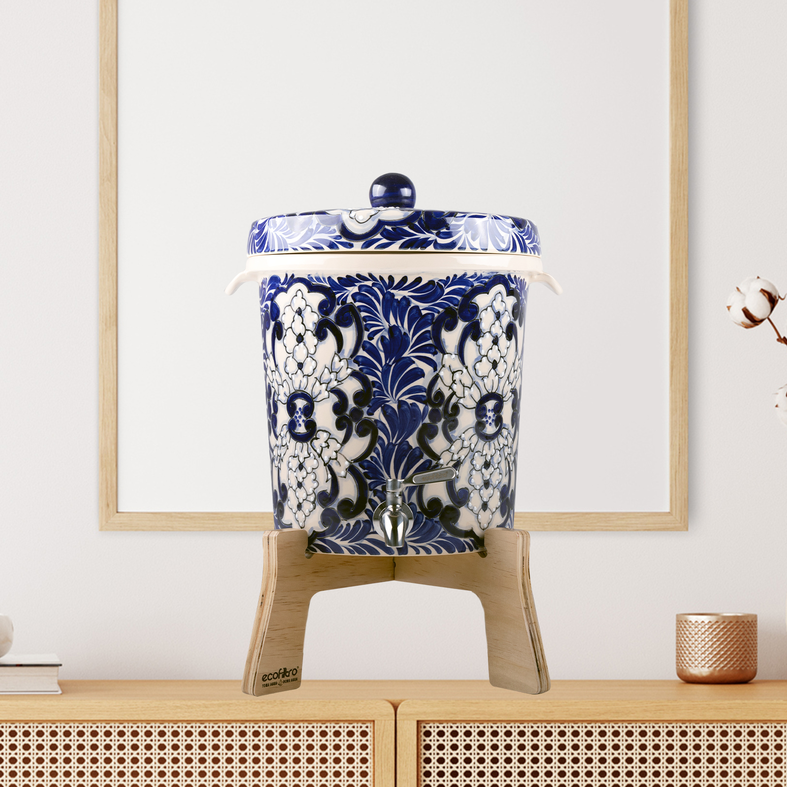 Ecofiltro Purificador Dispensador y Filtro de Agua Cerámica Grande (20 L) Edición Decorados Cholula.