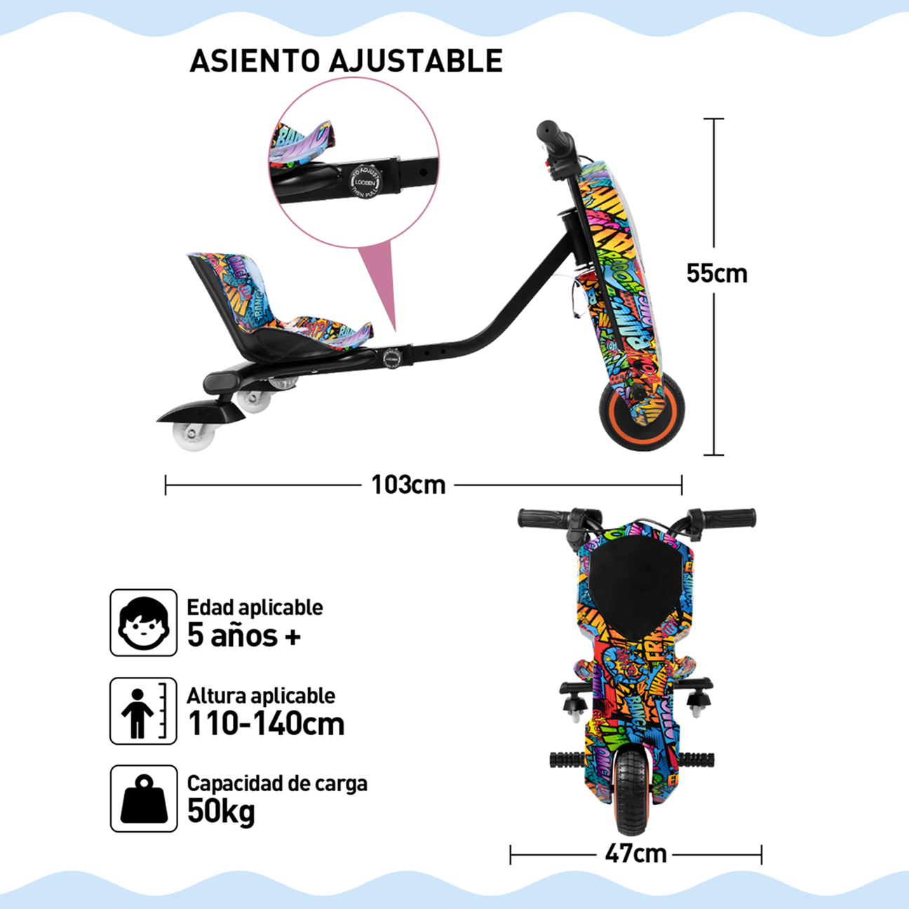 Triciclo Eléctrico Honey Whale JL-008 Multicolor.
