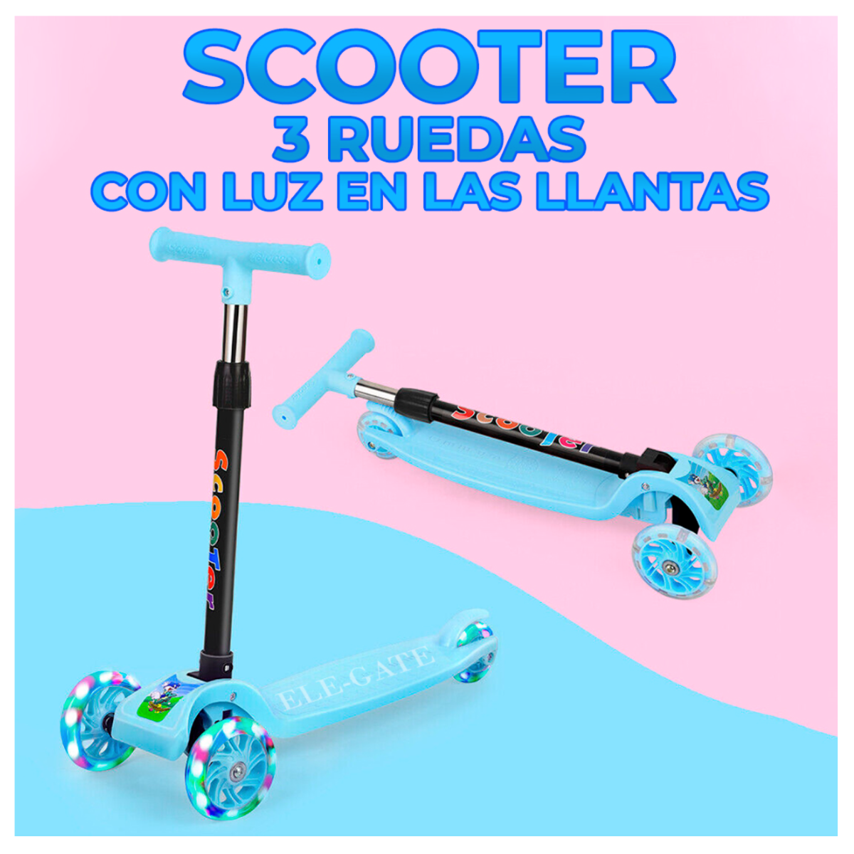 Scooter Infantil Con Luces Led Color Azul