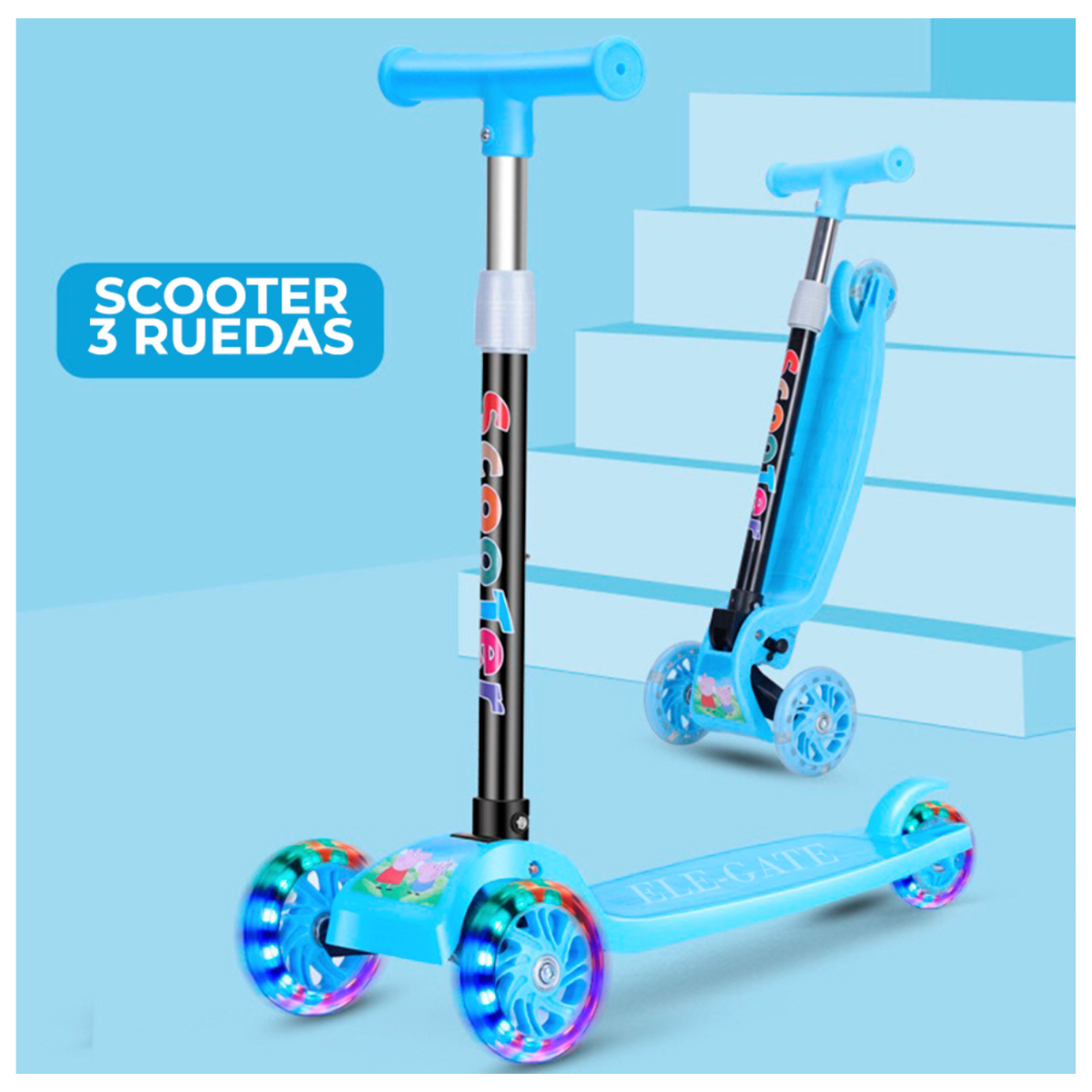 Scooter Infantil Con Luces Led Color Azul