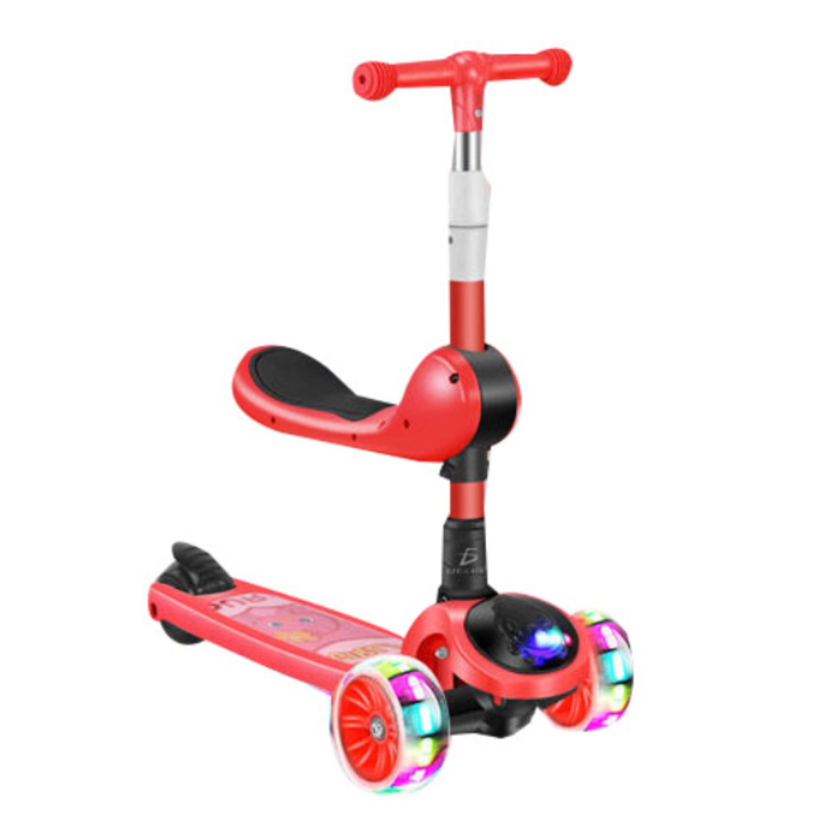 Scooter Infantil Montable Con Luces Led Color Rojo.