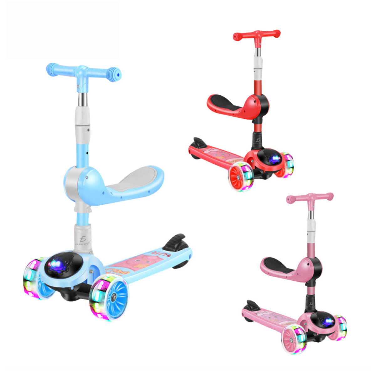 Scooter Infantil Montable Con Luces Led Color Rojo.