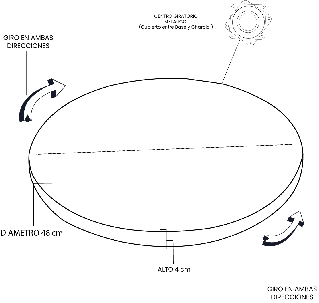 Charola giratoria de Madera Parota Redonda Hogare 48 cm centro de mesa giratoria