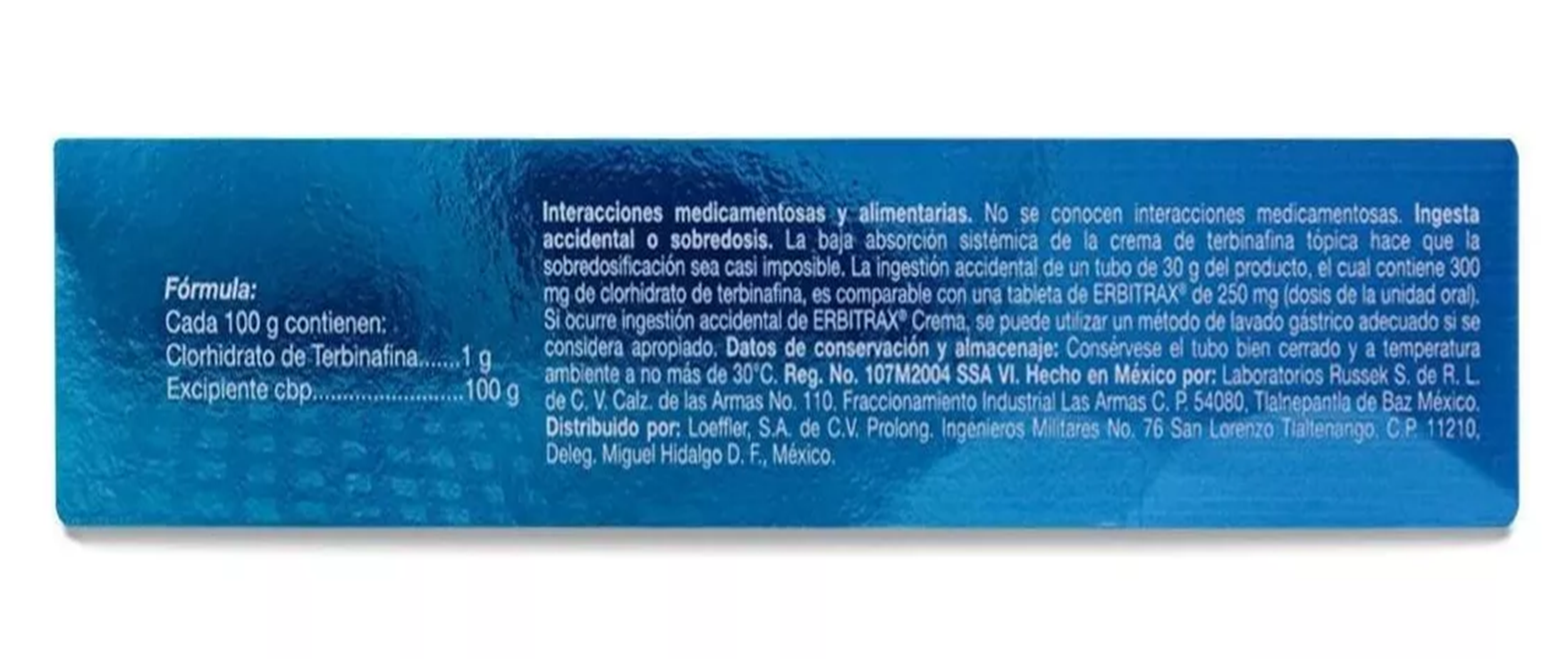 Erbitrax Terbinafina, Tubo Con 15 Gr, Loefler