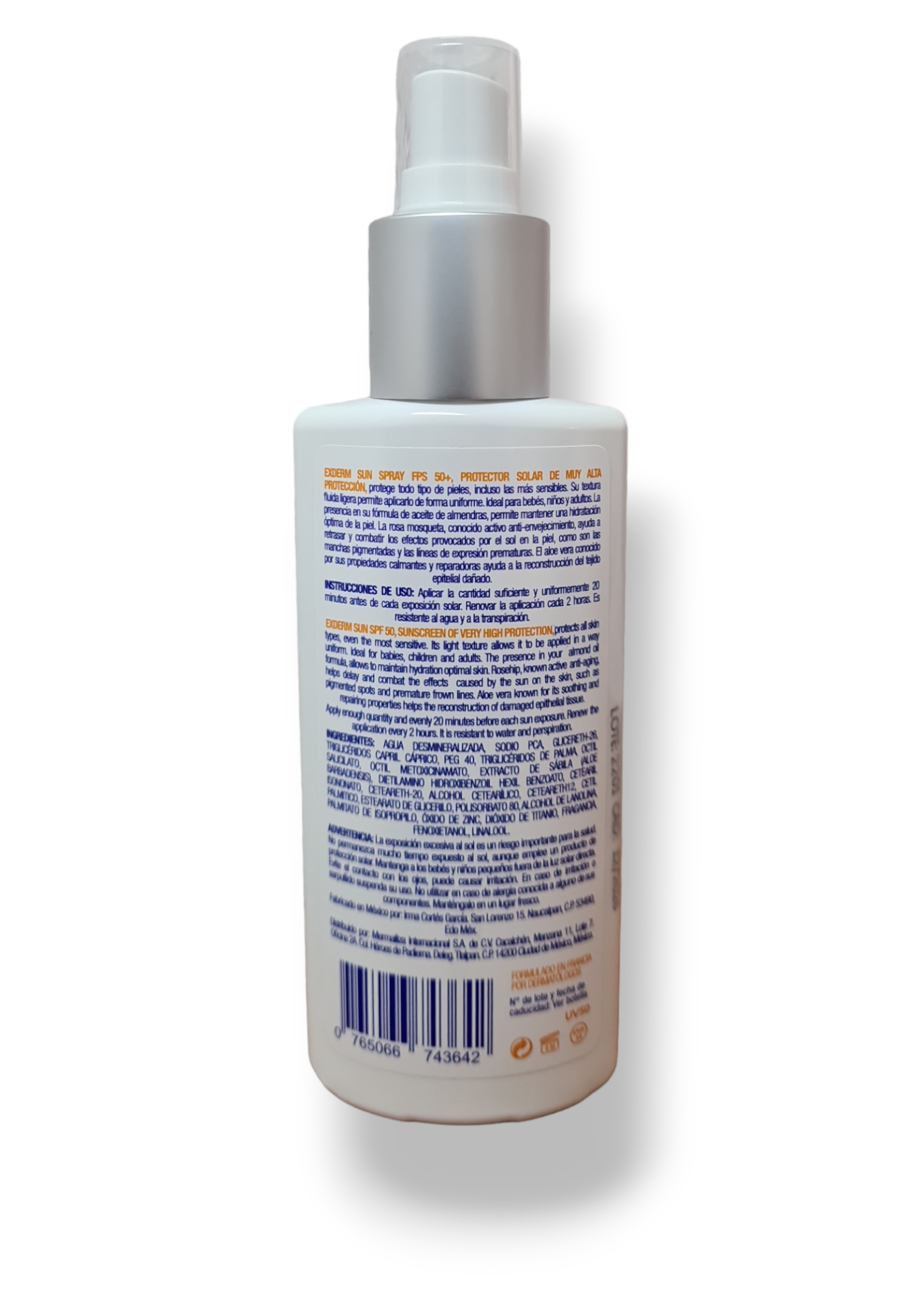 Protector Solar El Spray Fps 50+ Exderm Sun 125 Ml