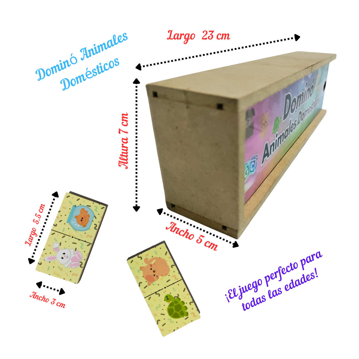 Dominó Animales Domésticos: Juego De Mesa Didáctico Diversión Aprendizaje 28 Pz.